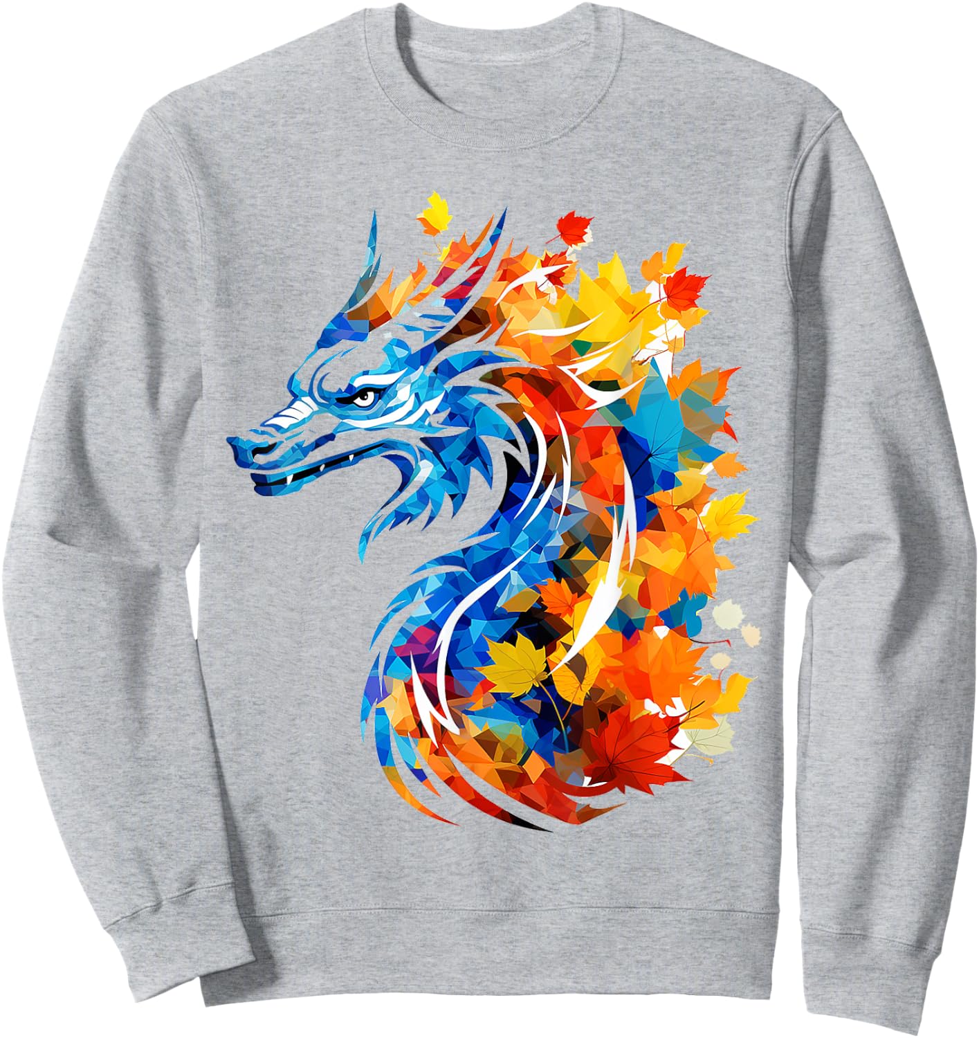 Dragon Nature Graphic Colorful Artwork Animal Dragon Sweatshirt - Sweatshirt | Ash