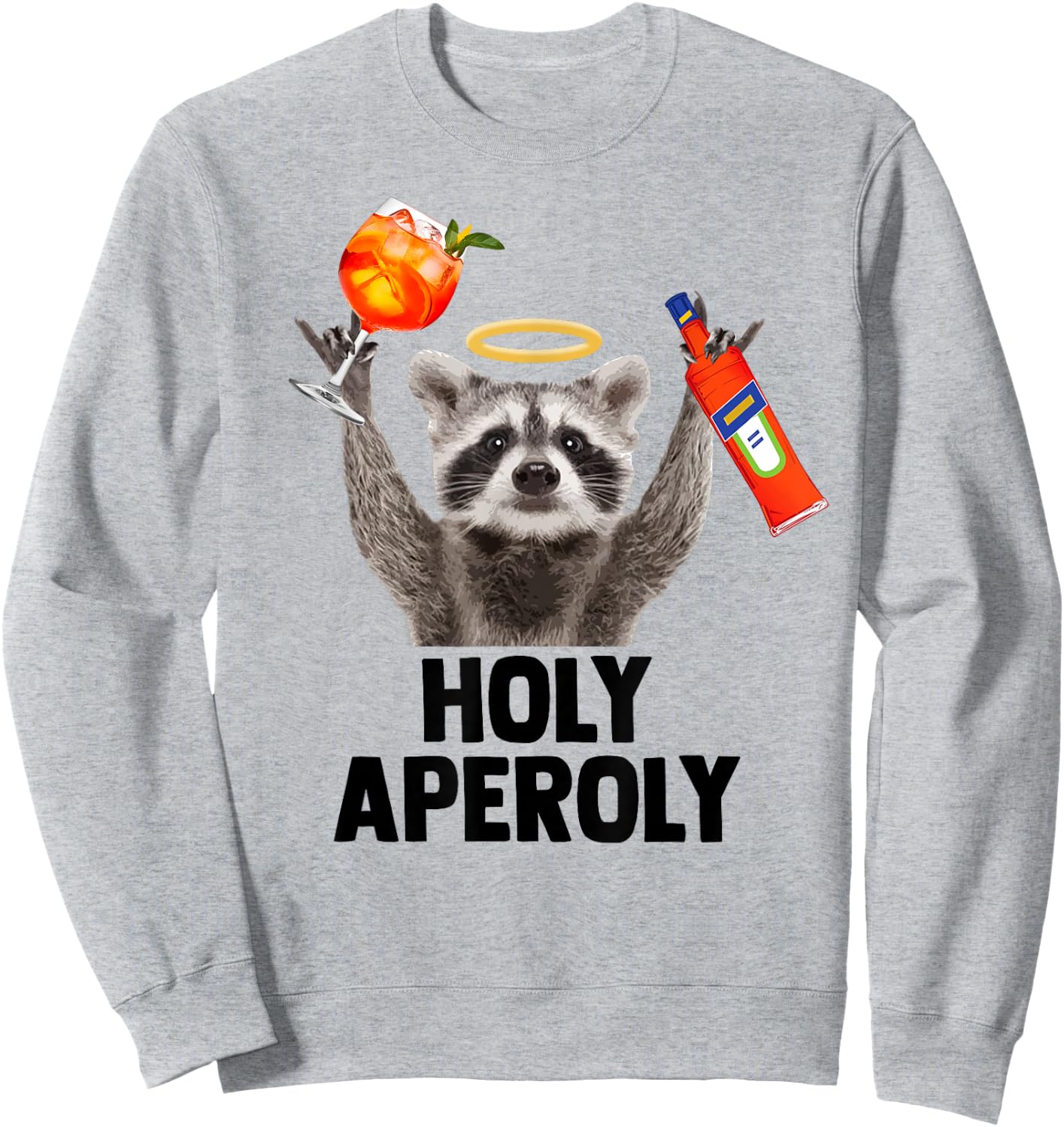 HOLY APEROLY X Raccoon Meme Racoon X Aperoli Pedro Spritz , White Sweatshirt - Sweatshirt | Ash