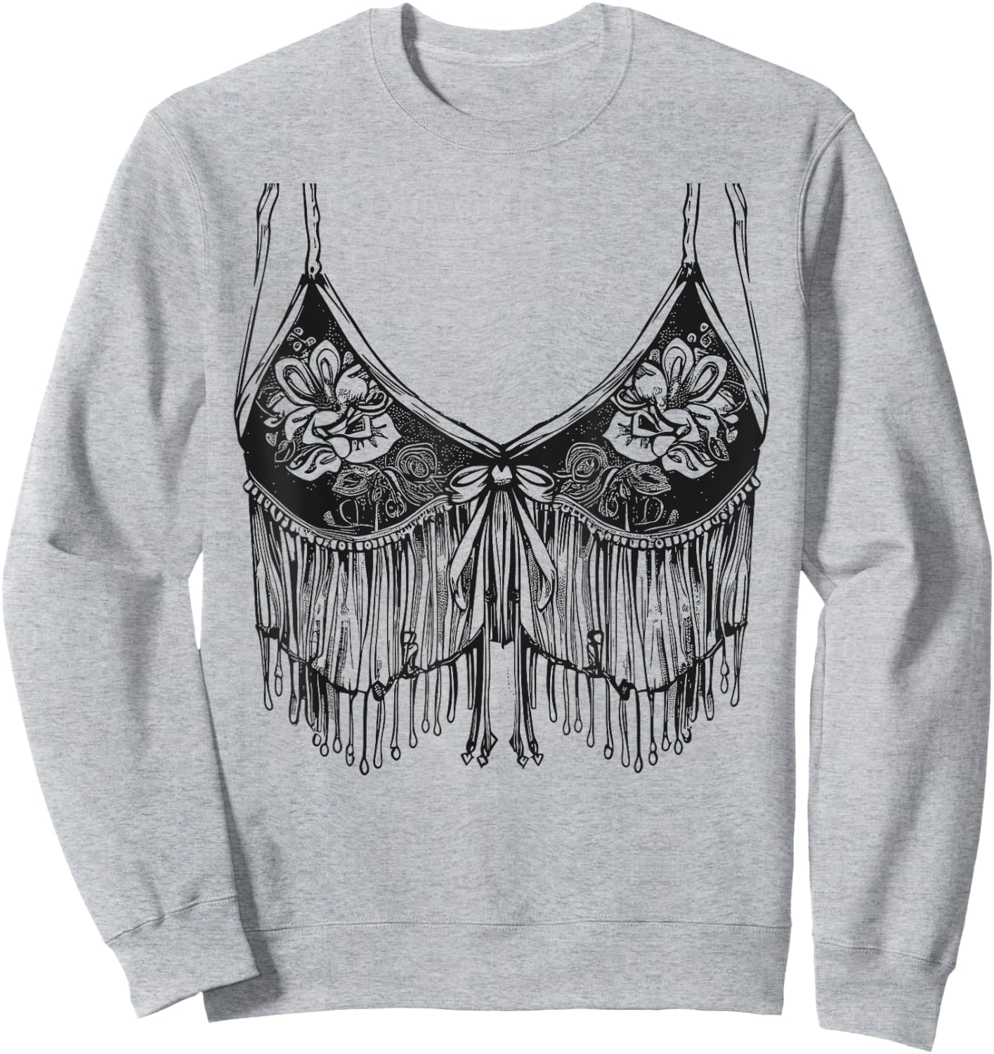 Lingerie Bra graphic Cowgirl Fringe Trendy Cute Sexy Country Sweatshirt - Sweatshirt | Ash