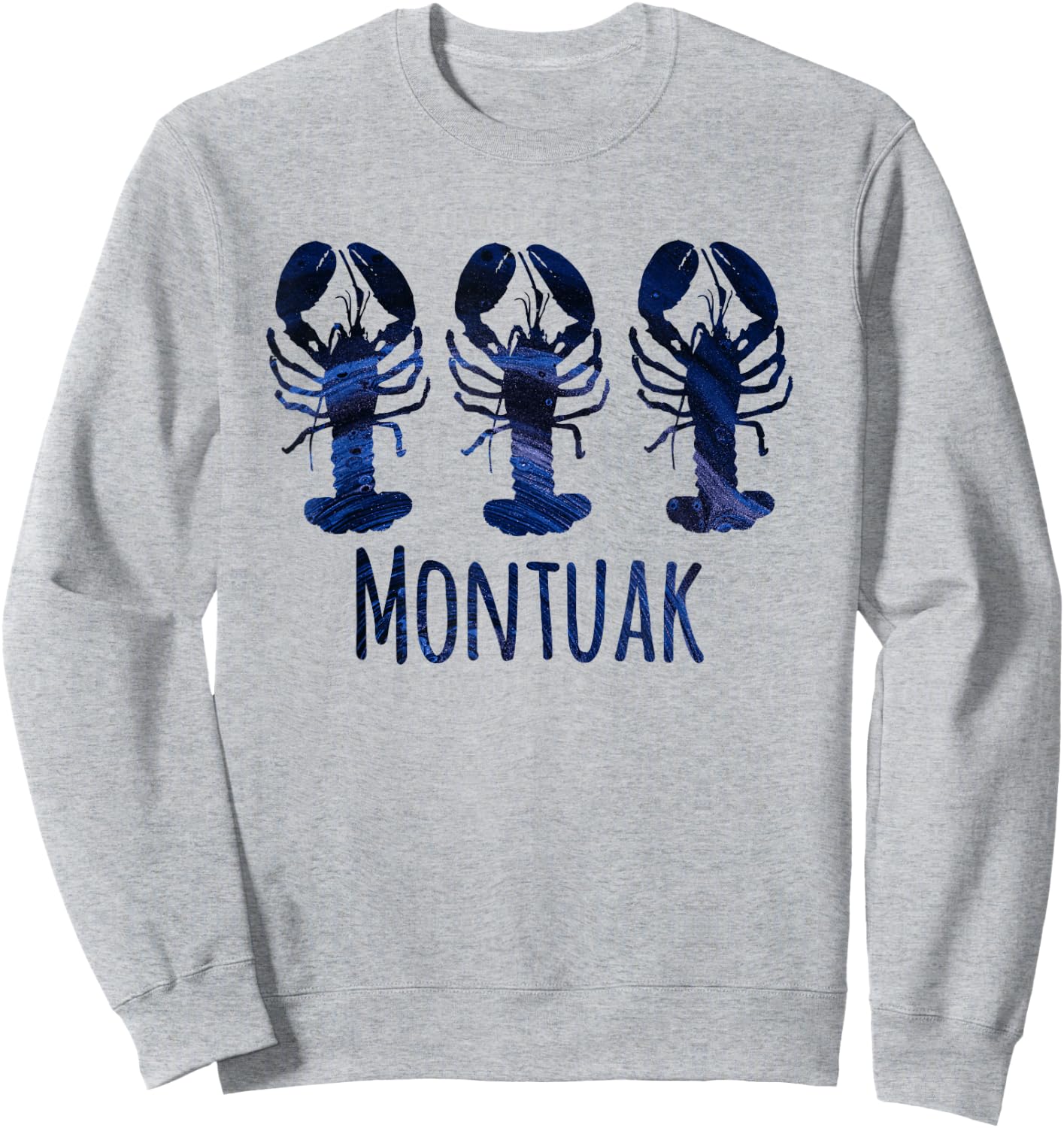Montauk Nautical Coastal Loves Lobster Seafood Beach Ocean Sweatshirt - Sweatshirt | Ash
