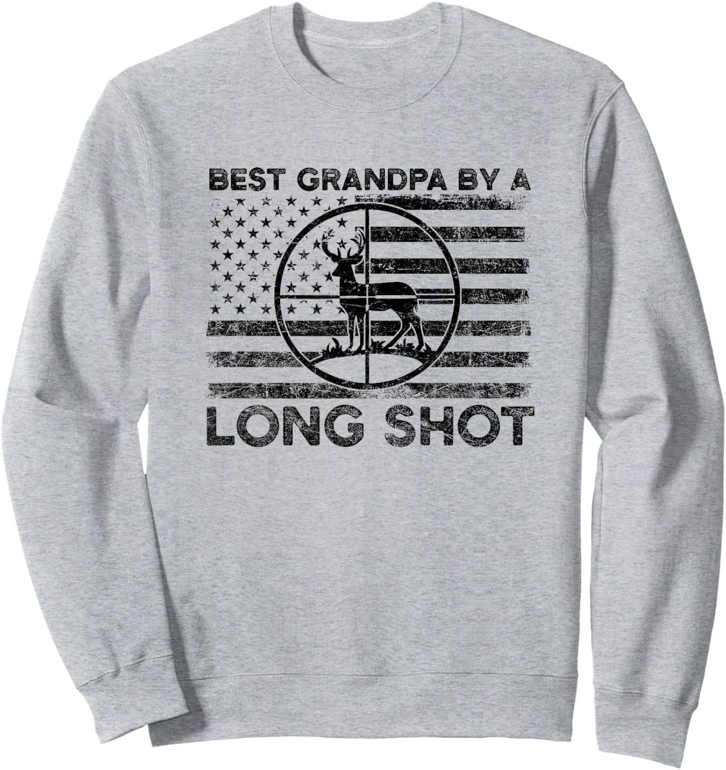Hunter Deer Hunting Grandpa Best Grandpa By A Long Short Sweatshirt - Sweatshirt | Ash