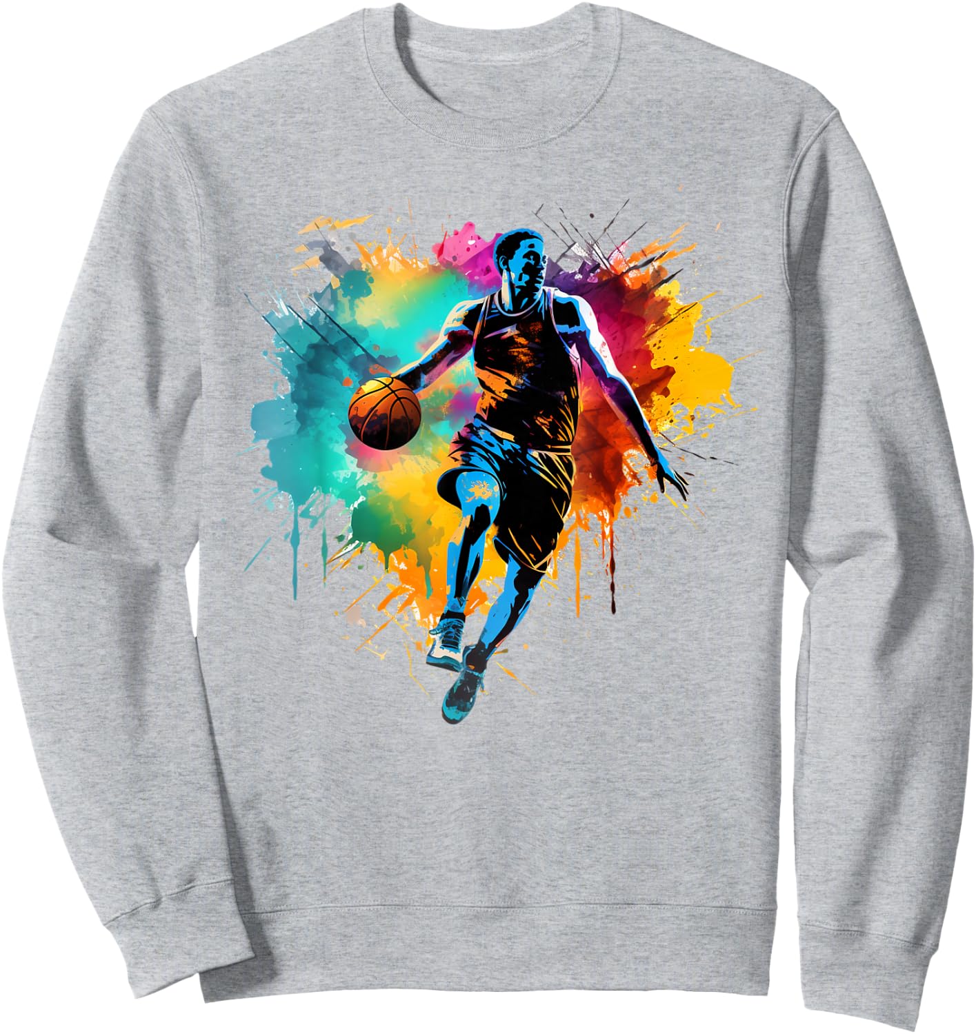 Colorful Basketball player Boy on Basketball Sweatshirt - Sweatshirt | Ash