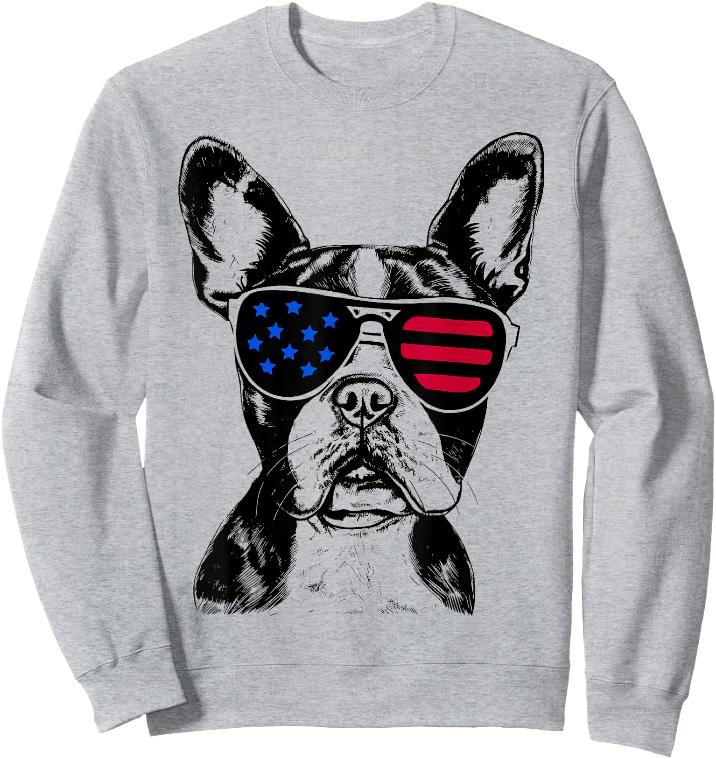 Boston Terrier Dog 4th of July America USA Flag Sweatshirt - Sweatshirt | Ash
