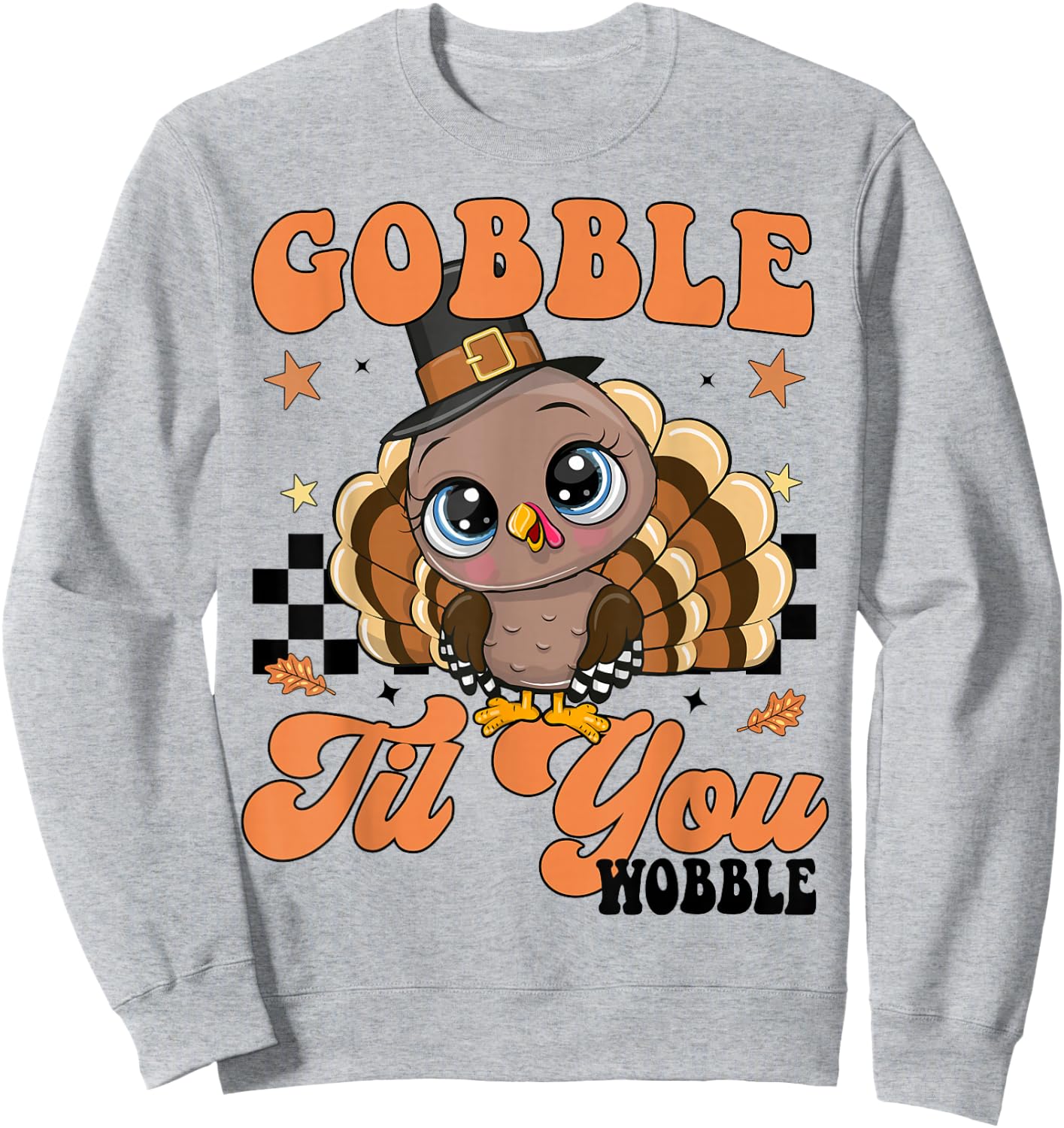Cute Turkey Gobble Til You Wobble Girl Toddler Thanksgiving Sweatshirt - Sweatshirt | Ash