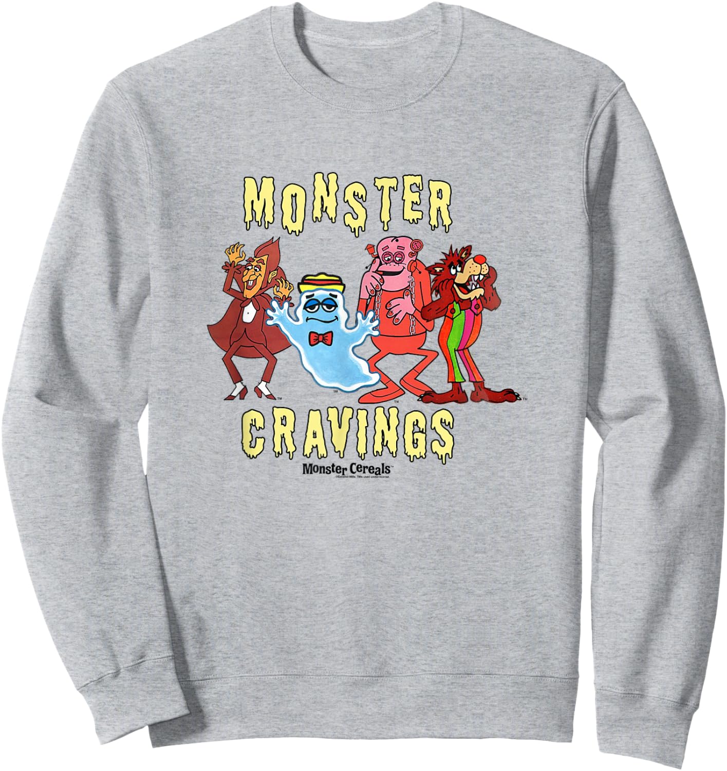 General Mills Monster Cravings Retro Mascots Group Shot Sweatshirt - Sweatshirt | Ash