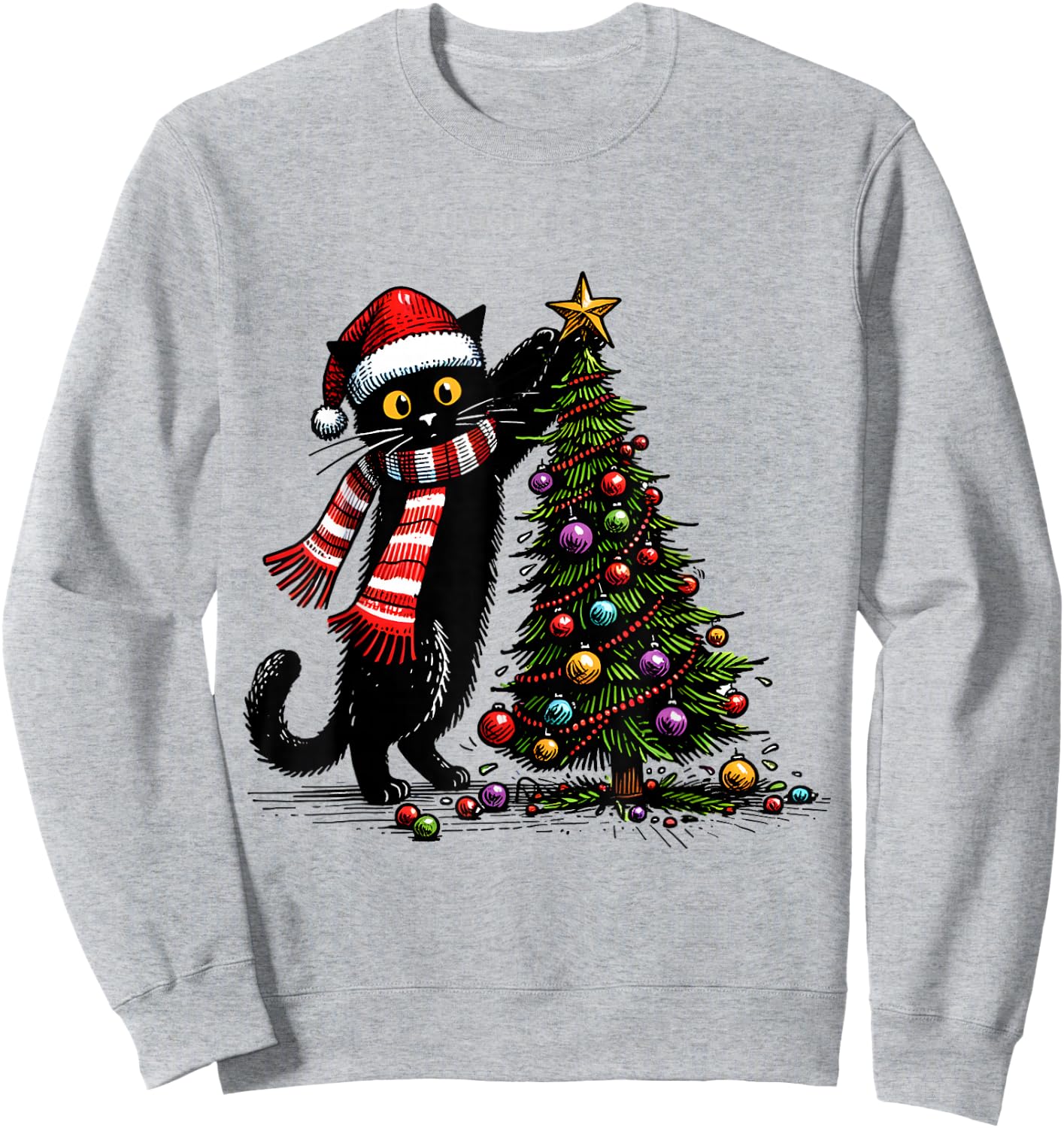 Cat Merry Christmas 2024 Woman Cat Man Cat 2024 Christmas Gift , white, S Sweatshirt - Sweatshirt | Ash