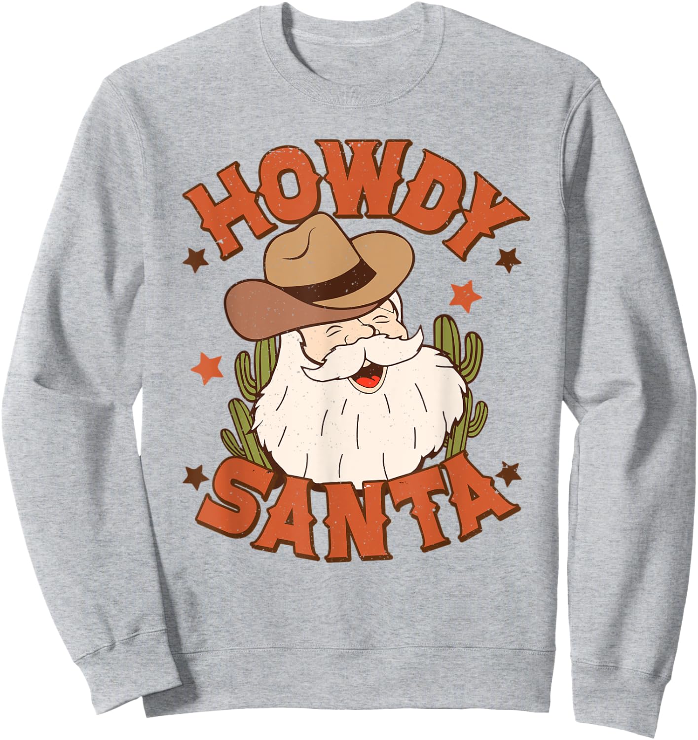 Retro Howdy Santa Christmas Rodeo Western Cowboy Cowgirl Sweatshirt - Sweatshirt | Ash