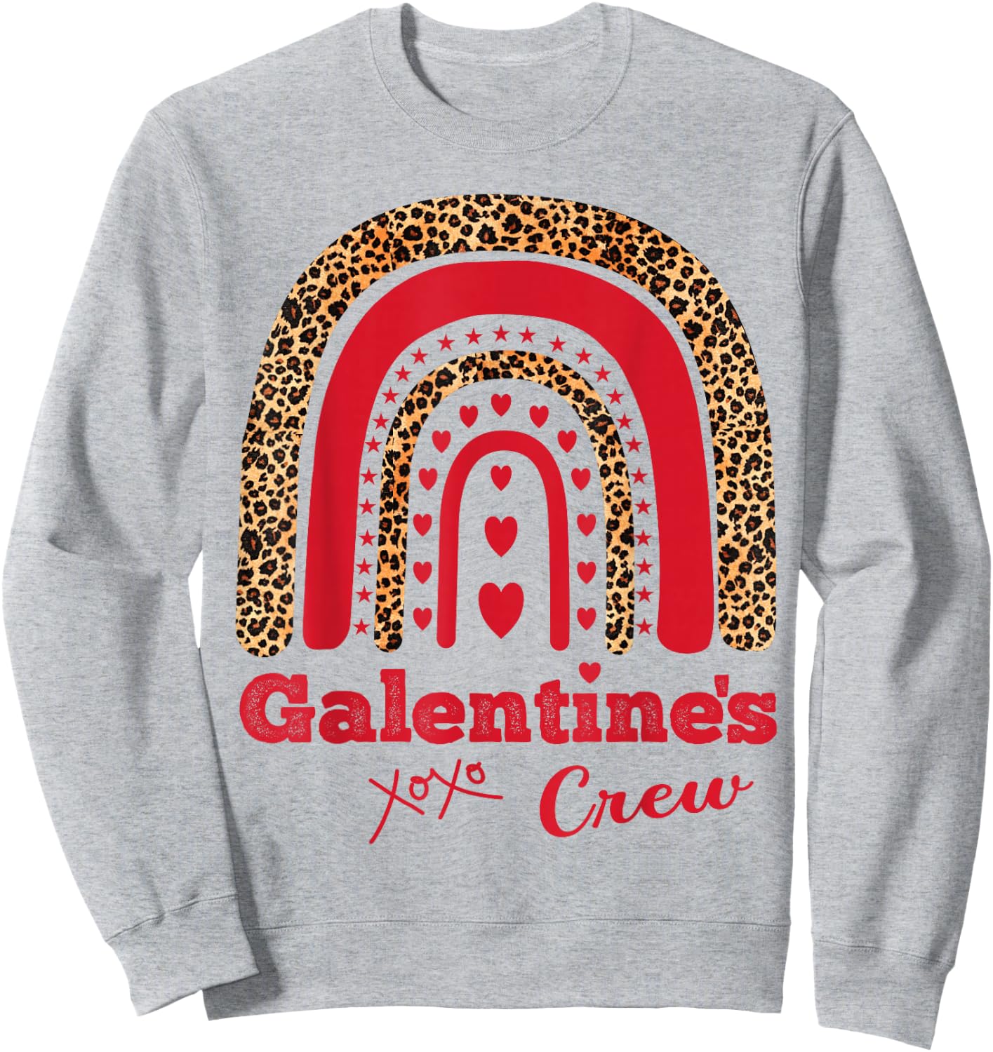 Galentine's Crew Valentine February Hearts Leopard Sweatshirt - Sweatshirt | Ash