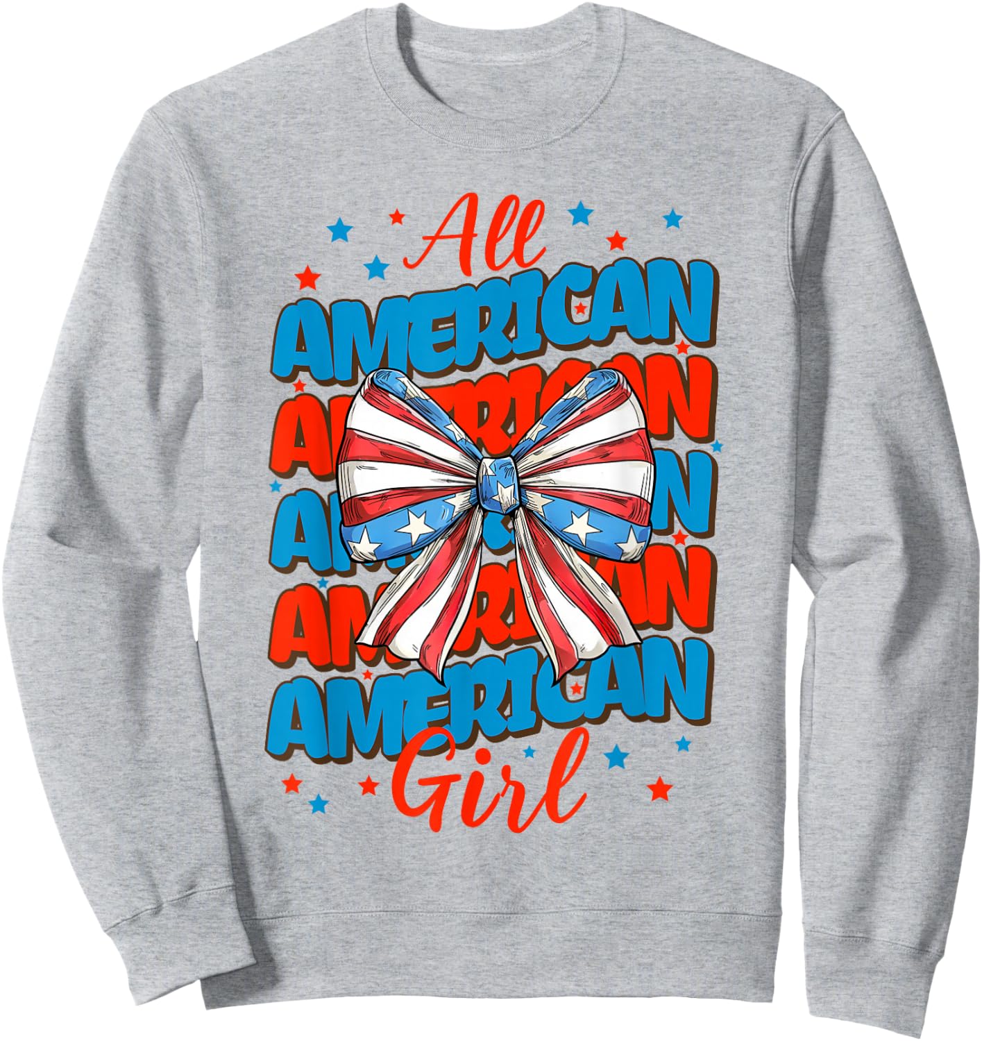 Groovy All American Girl 4th Of July Girls Kids USA Flag Sweatshirt - Sweatshirt | Ash