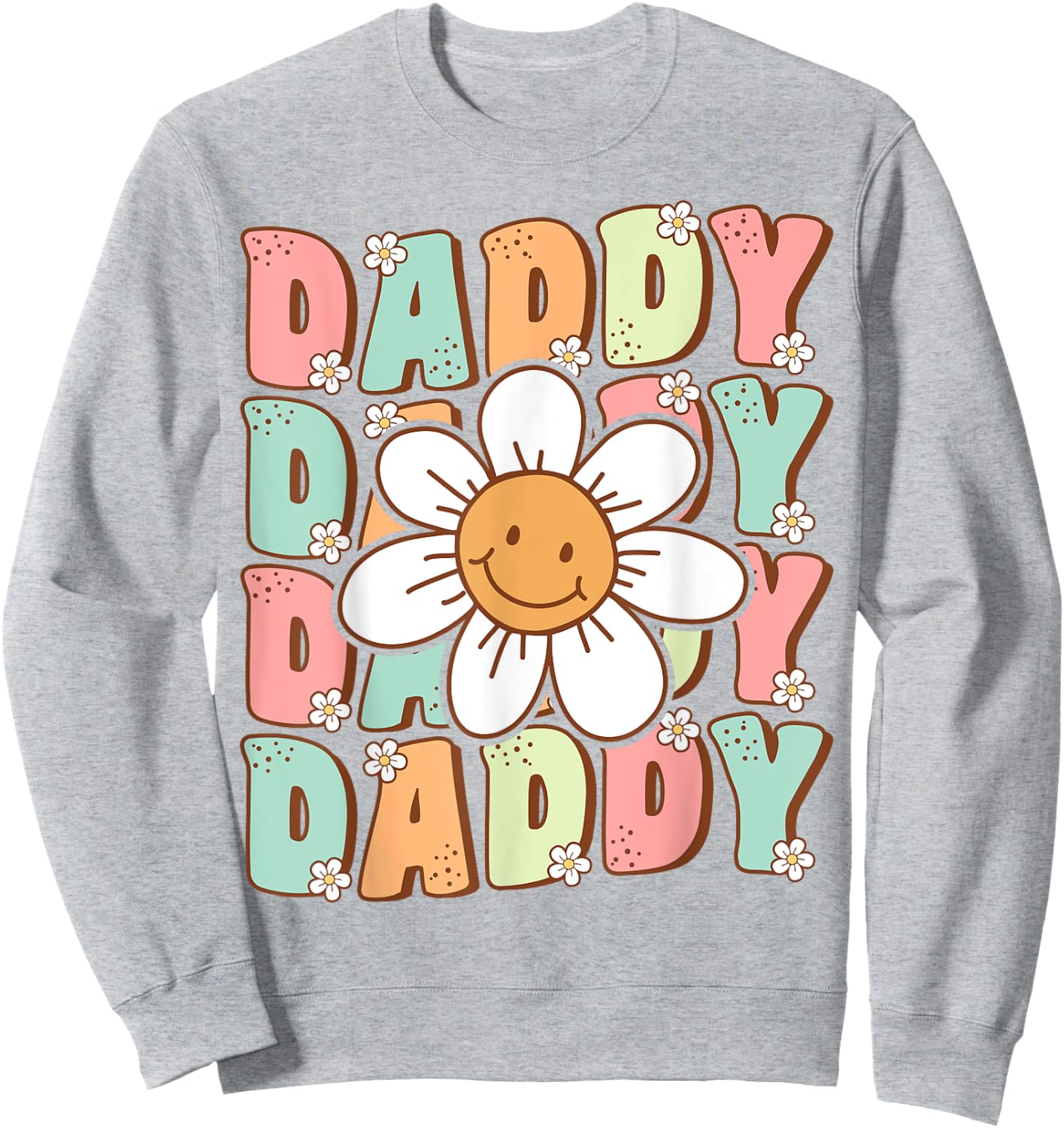 Groovy Daddy Matching Family Birthday Party Daisy Flower Sweatshirt - Sweatshirt | Ash