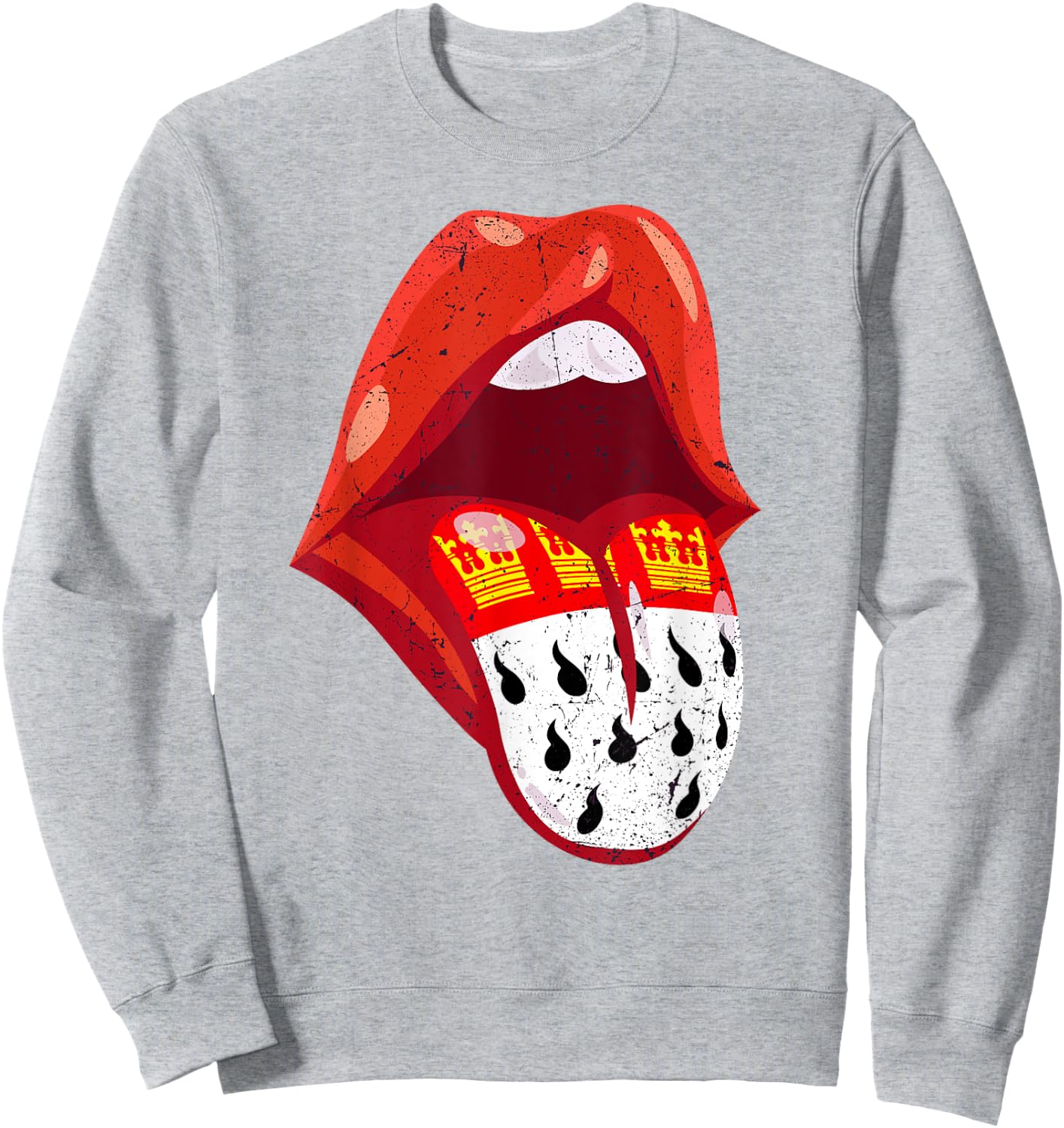 Cologne Carnival Costume Mouth with Tongue 2024 Red White Alaaf , red Sweatshirt - Sweatshirt | Ash