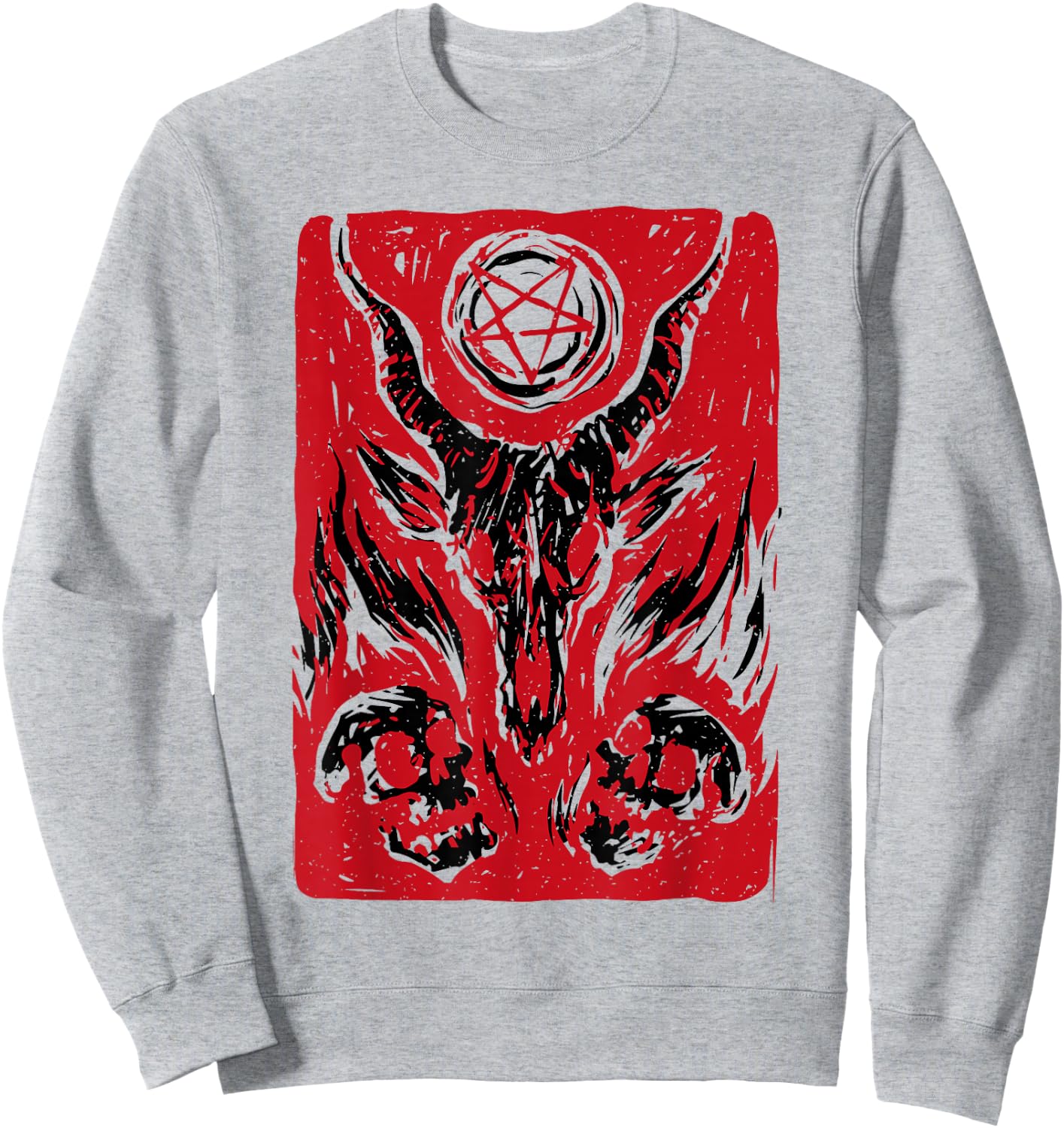 Retro Baphomet Satanic Satan Goat Devil Occult Goth Graphic Sweatshirt - Sweatshirt | Ash