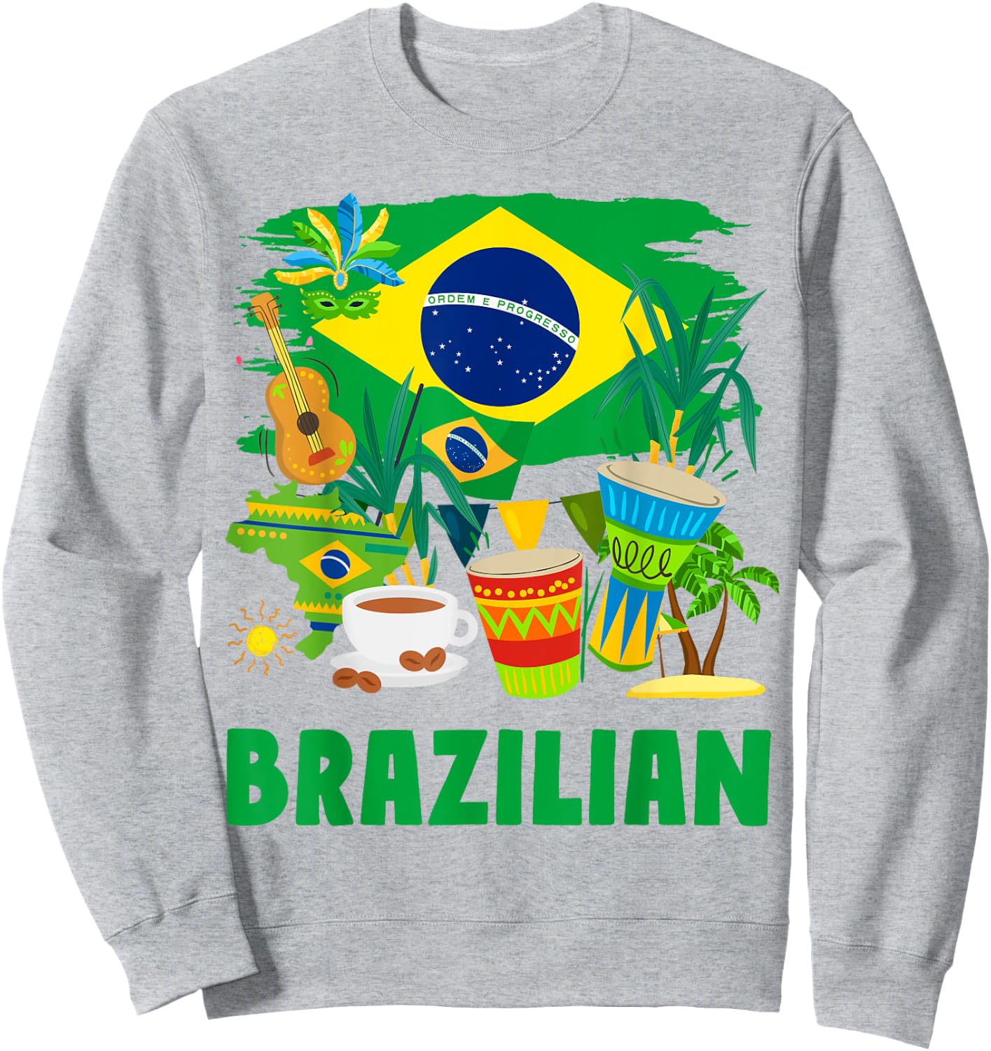 Brazil Flag - Outfit Idea for Children - Flag of Brazil and Brazil , Yellow, S Sweatshirt - Sweatshirt | Ash