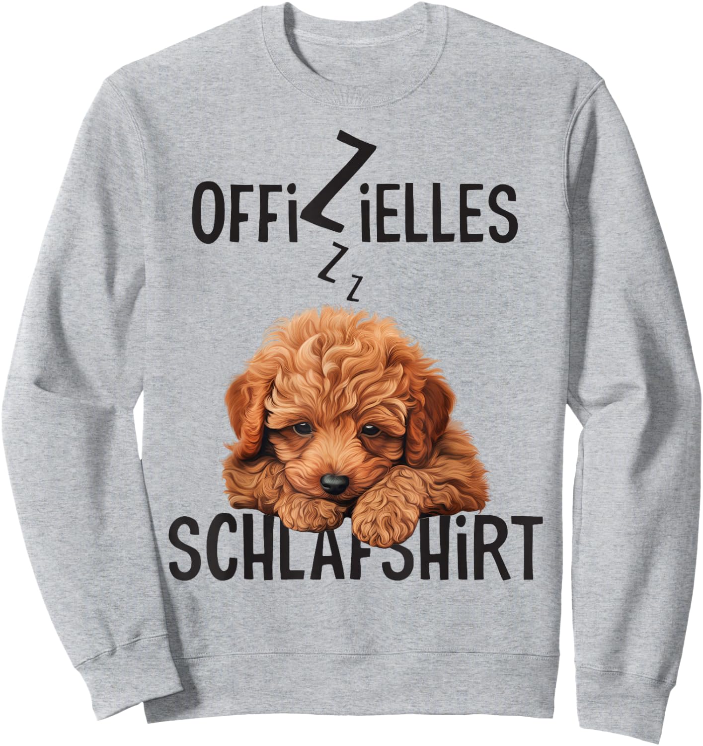 Official Sleep Shirt with Dog Funny Toy Poodle , White Sweatshirt - Sweatshirt | Ash