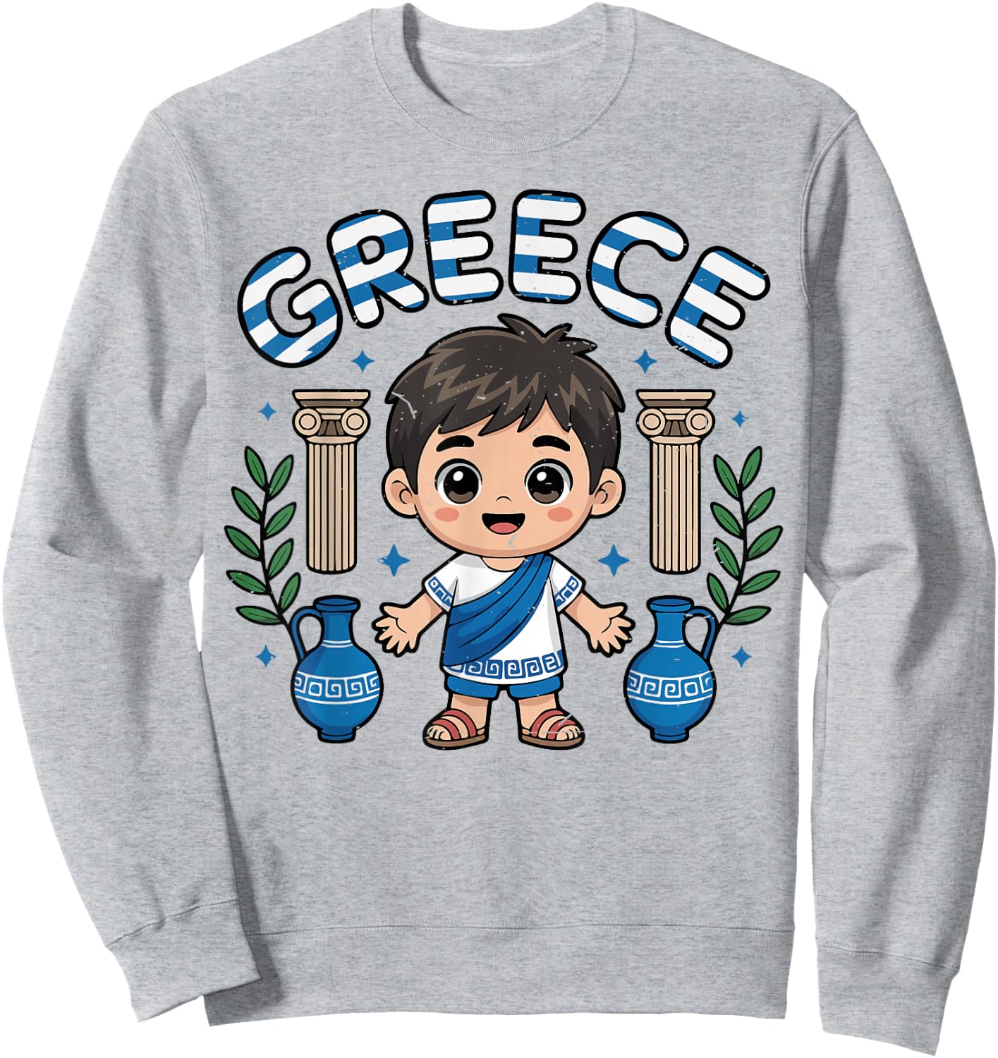 Toddler Boys Greece Greek Flag Funny Baby Kids Youth Sweatshirt - Sweatshirt | Ash