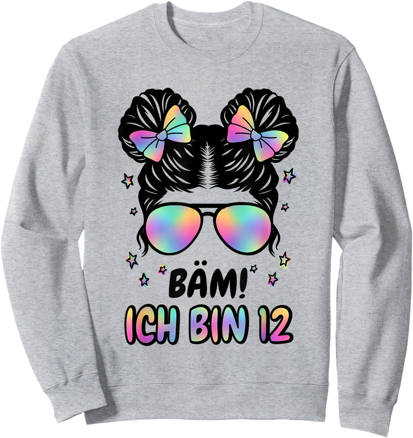 12. Geburtstag Mädchen Messy Bun Bäm! Ich Bin Zwölf Sweatshirt - Sweatshirt | Ash