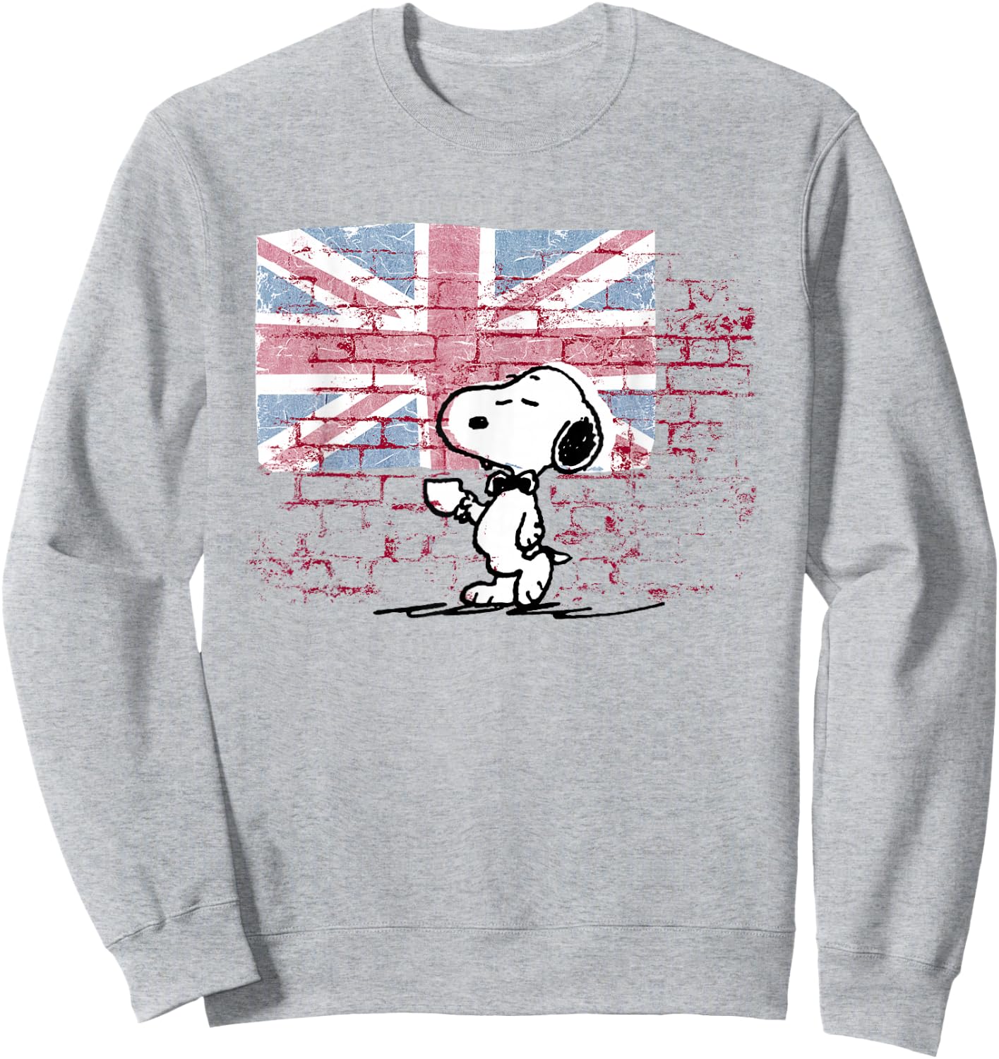 Peanuts Snoopy Posh Union Jack Wall , White Sweatshirt - Sweatshirt | Ash