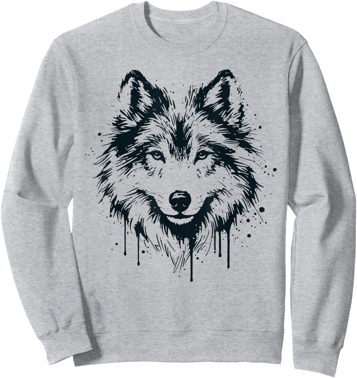 Wolf Woman Girl Boy Child Drawing Art Wolf Design , white, S Sweatshirt - Sweatshirt | Ash