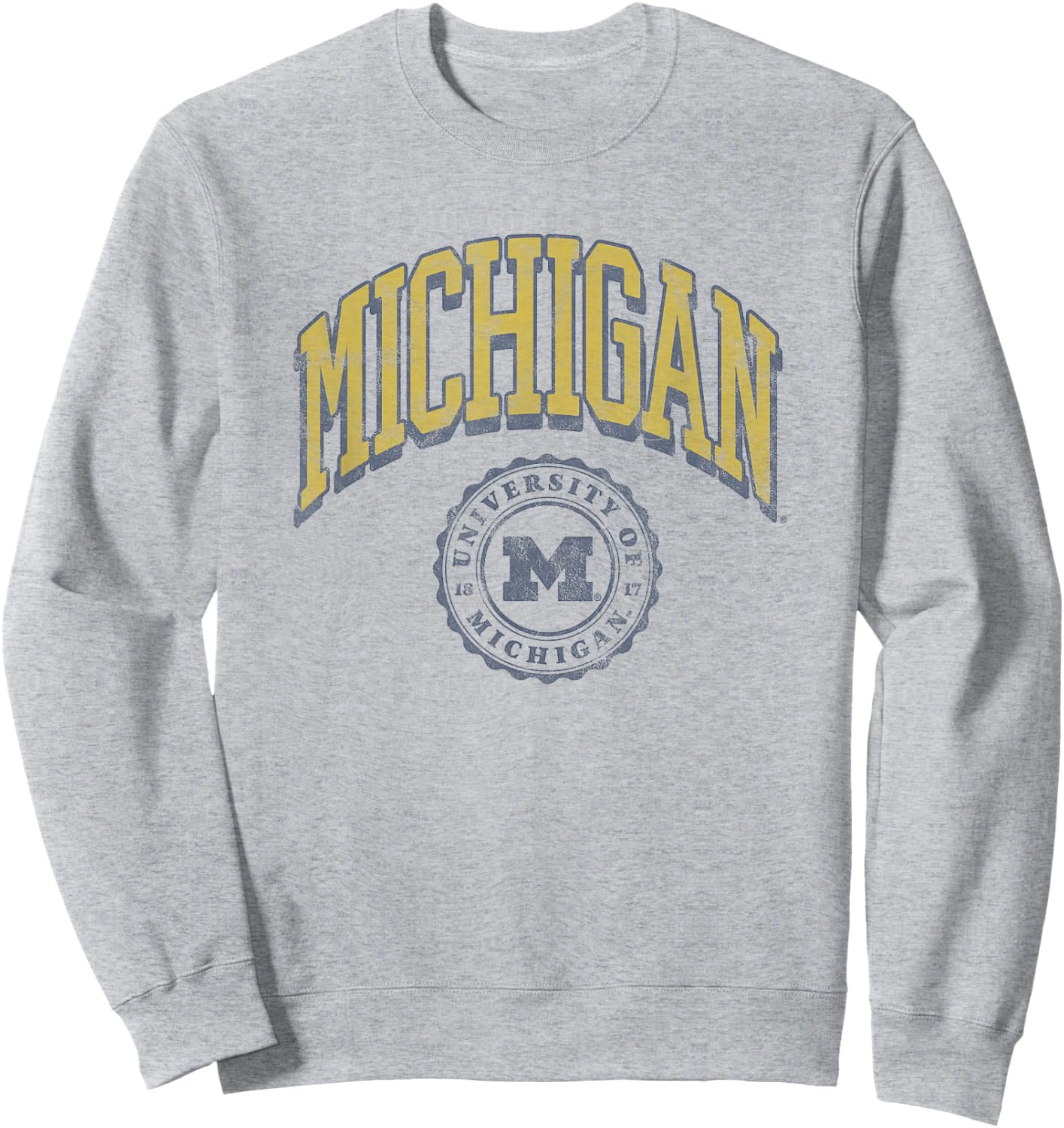 University of Michigan Wolverines U of M Classic Seal Sweatshirt - Sweatshirt | Ash