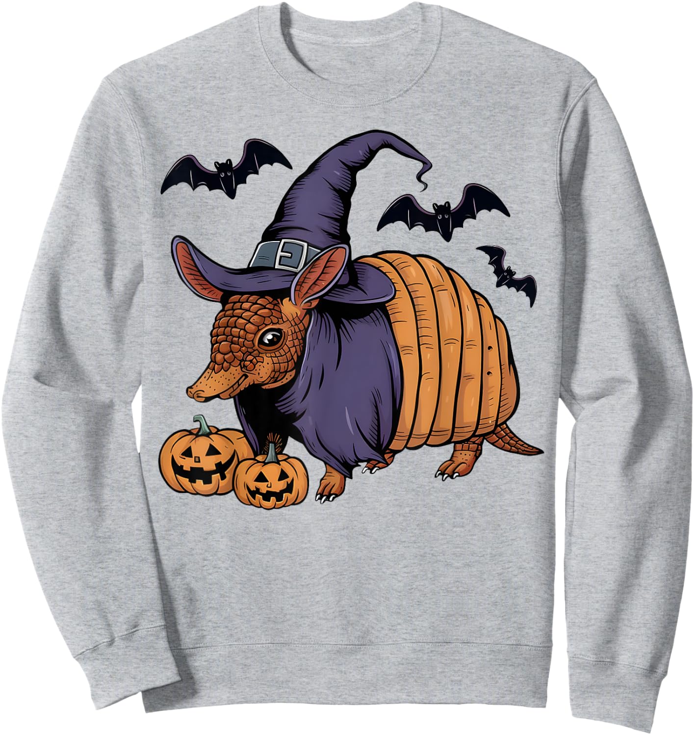 Pumpkin Bat Witch Costume Armadillo Halloween Sweatshirt - Sweatshirt | Ash