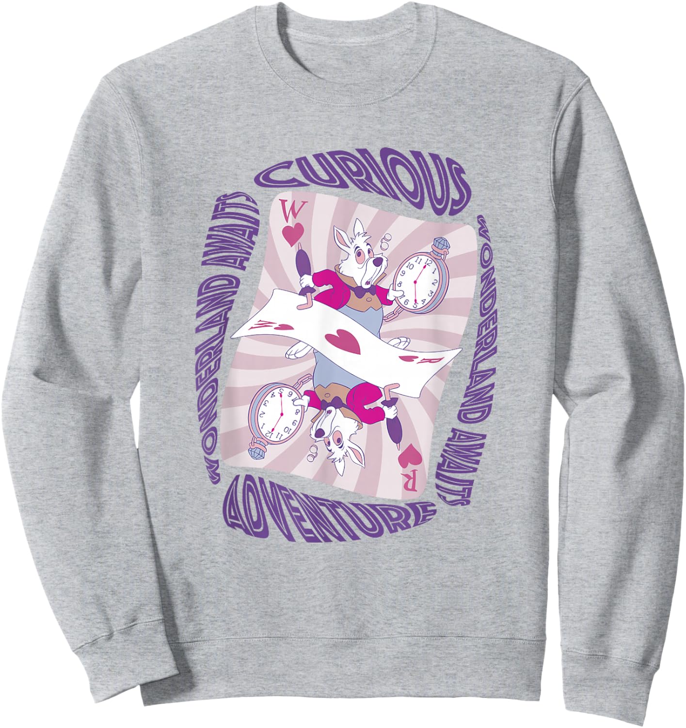 Disney Alice In Wonderland Adventure Awaits White Rabbit Sweatshirt - Sweatshirt | Ash