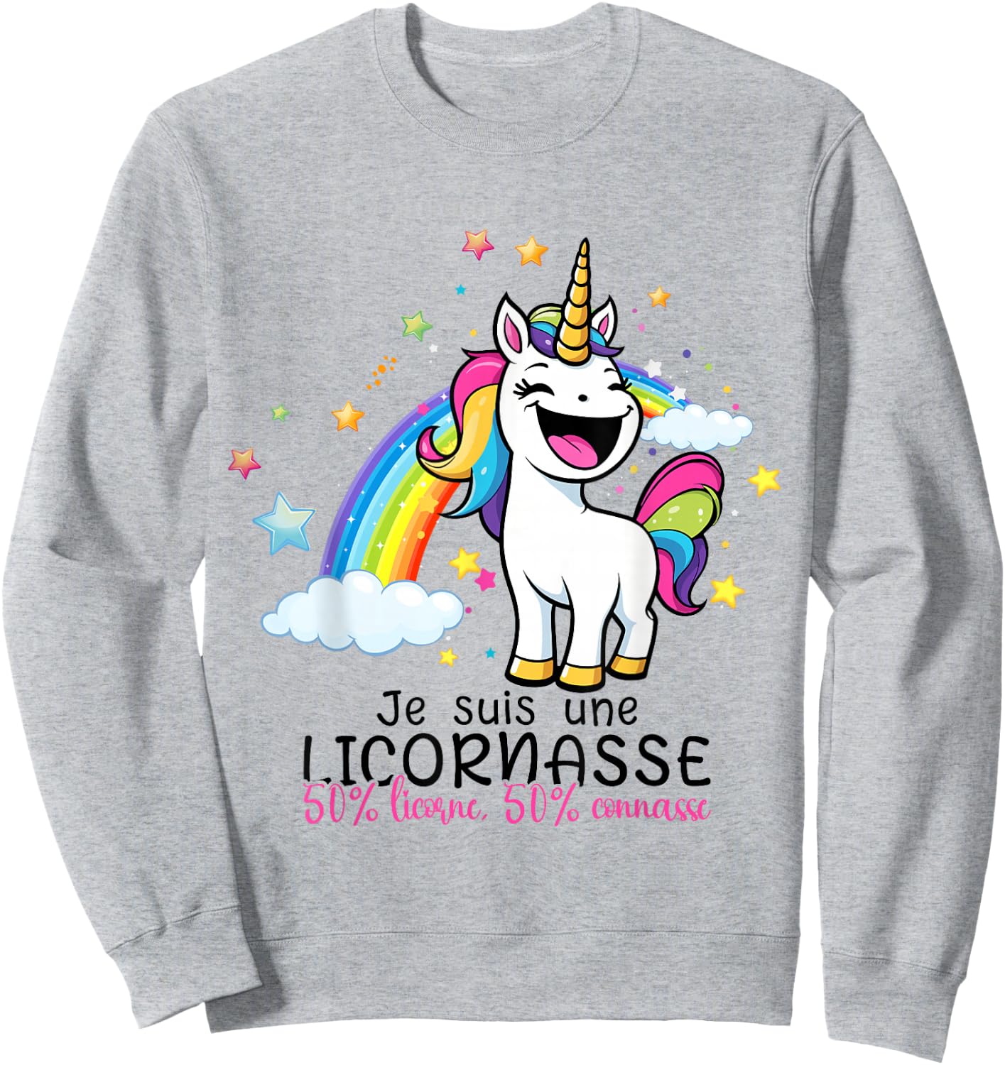I AM A LICORNASSE,50% UNICORN 50% KNOW HUMOUR , white, S Sweatshirt - Sweatshirt | Ash