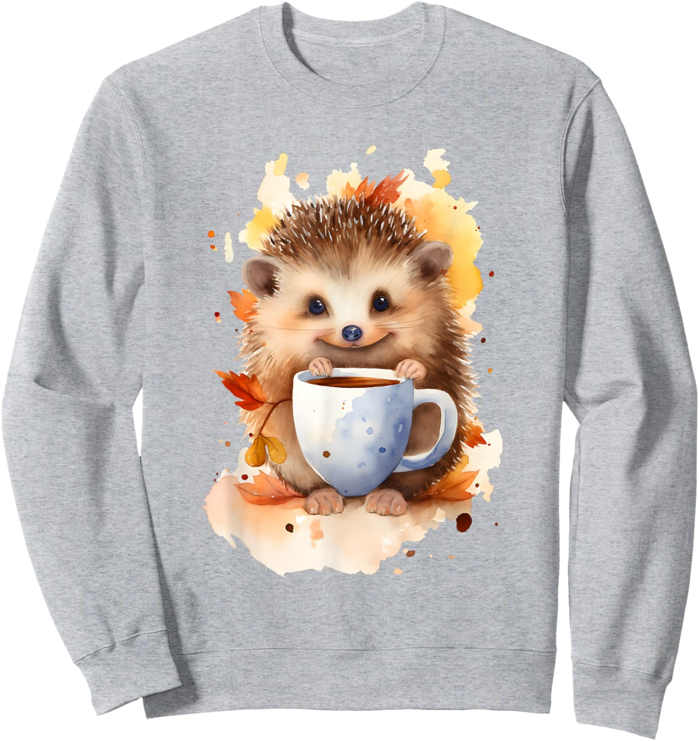 Hedgehog with coffee watercolor style Sweatshirt - Sweatshirt | Ash