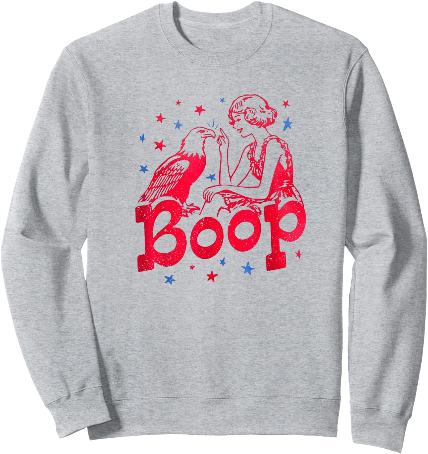 Boop Vintage Girl and Eagle Funny Patriotic Retro Art Sweatshirt - Sweatshirt | Ash