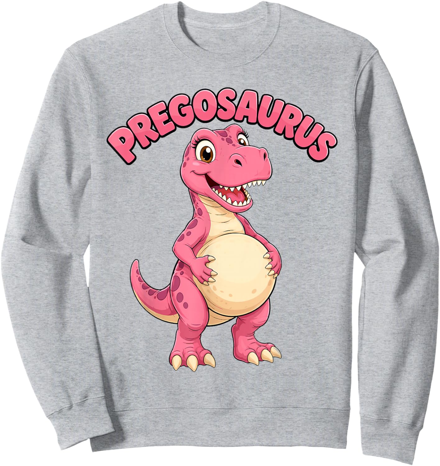 Mom Pregosaurus Cute Dinosaur Pregnancy Announcement Sweatshirt - Sweatshirt | Ash