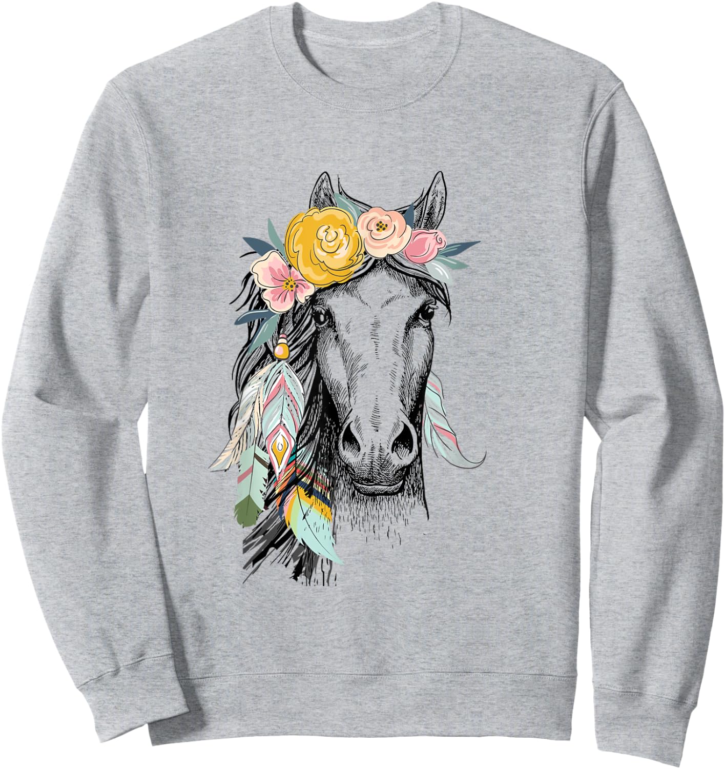 Cowgirls and Girls Who Love Horses Cute Hippy Boho Western Sweatshirt - Sweatshirt | Ash