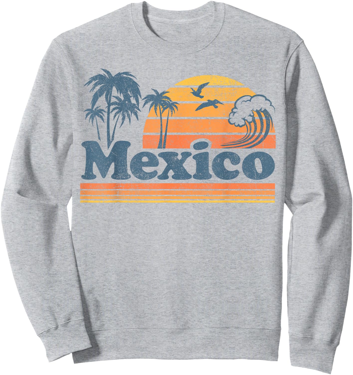 Mexico Beach Mexican Summer Vacation Sun Vintage 70's Retro Sweatshirt - Sweatshirt | Ash