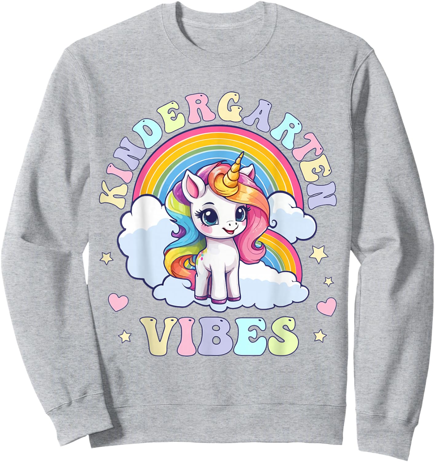 Kindergarten Vibes, Funny Back to School Cute Unicorn Girls Sweatshirt - Sweatshirt | Ash