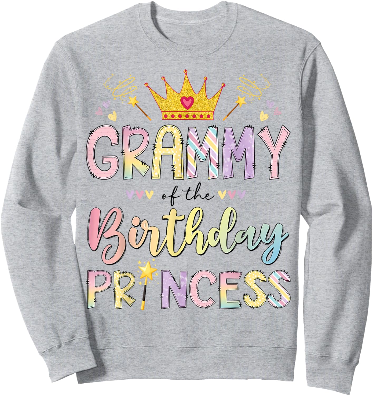 Grammy of The Birthday Princess Girl Party Matching Family Sweatshirt - Sweatshirt | Ash