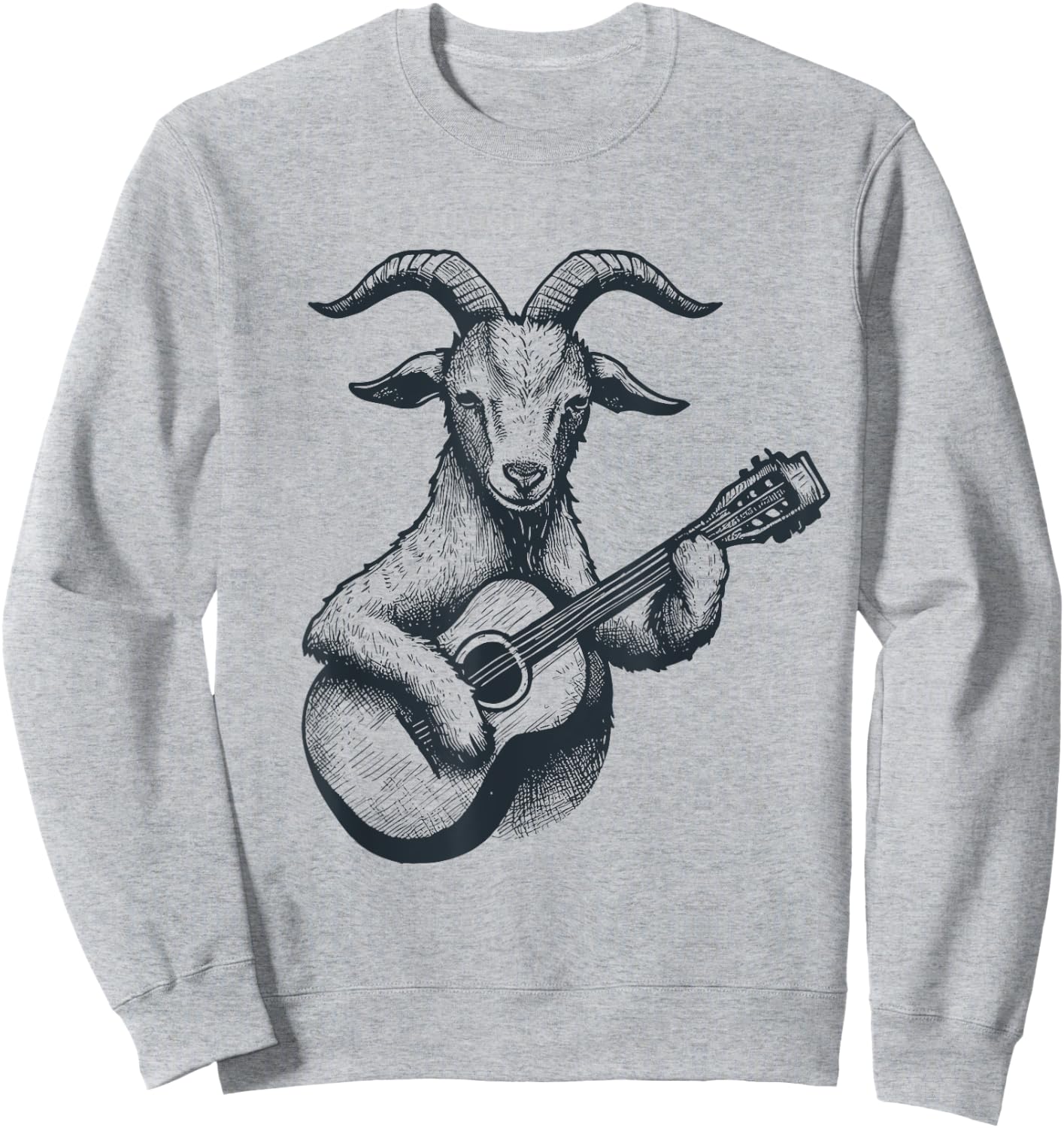 Goat Playing Guitar Goat Musician Guitarist Funny Vintage Sweatshirt - Sweatshirt | Ash