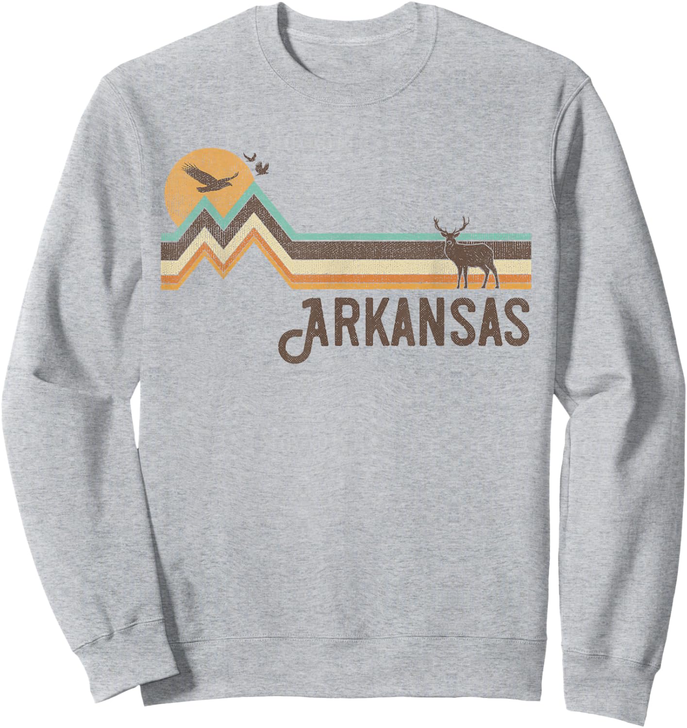 Arkansas - Vintage Men Women 70s 80s Graphic Cool Nature Sweatshirt - Sweatshirt | Ash