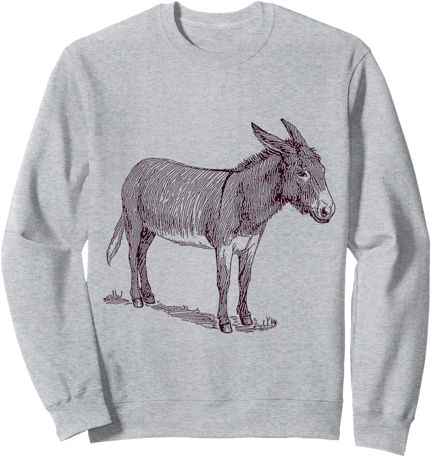 NaturalAnimalTees Donkey . Grey -Adults Classic Fit Cartoon . Small Sweatshirt - Sweatshirt | Ash