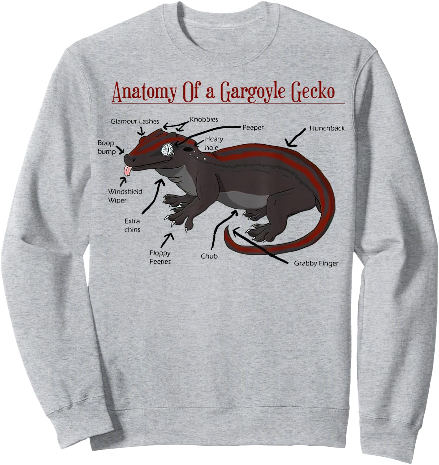 Anatomy of a Gargoyle Gecko Sweatshirt - Sweatshirt | Ash