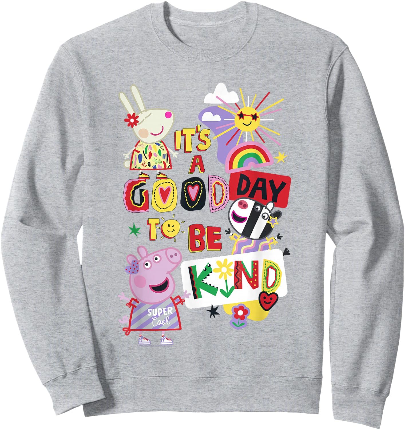 Peppa Pig It's A Good Day To Be Kind Colorful Group Shot Sweatshirt - Sweatshirt | Ash