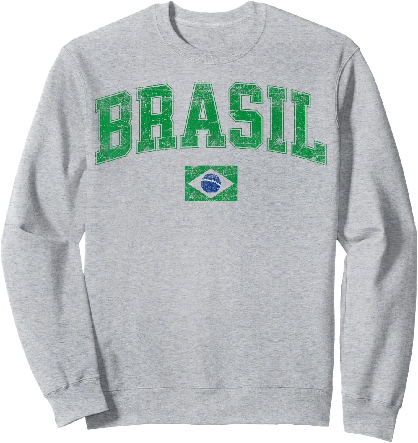 Retro Vintage Brasil | Women Men Kids Flag of Brazil Sweatshirt - Sweatshirt | Ash