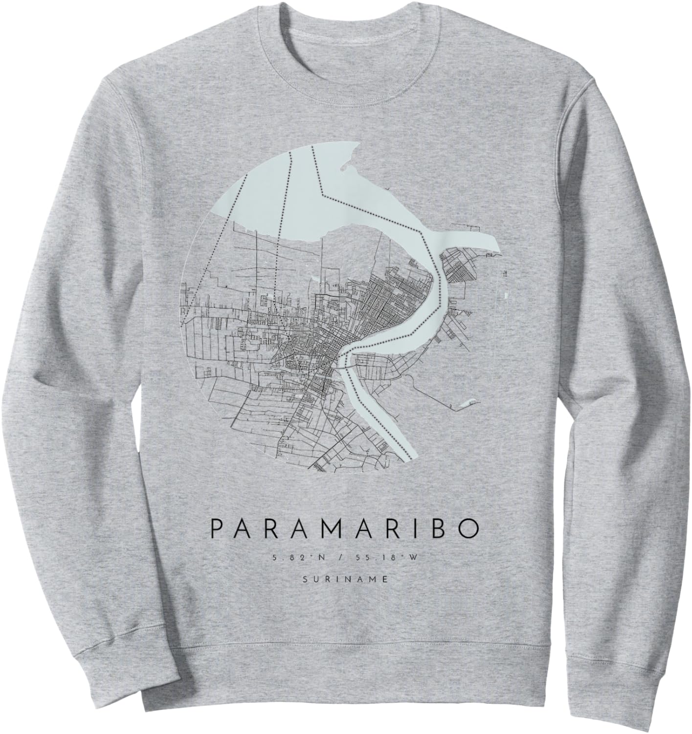 paramaribo suriname Coordinates map hometown Sweatshirt - Sweatshirt | Ash