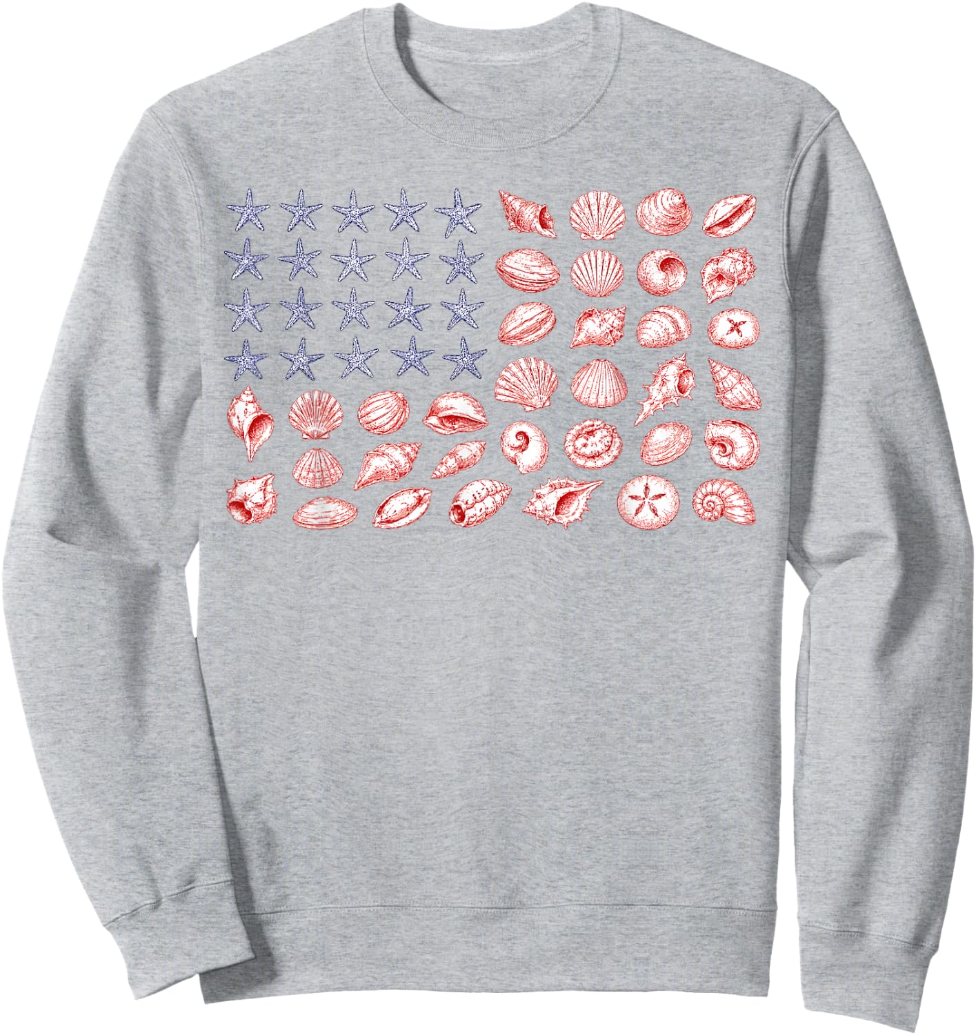 USA Coastal Shell Patriotic Seashell American Flag 4th July Sweatshirt - Sweatshirt | Ash