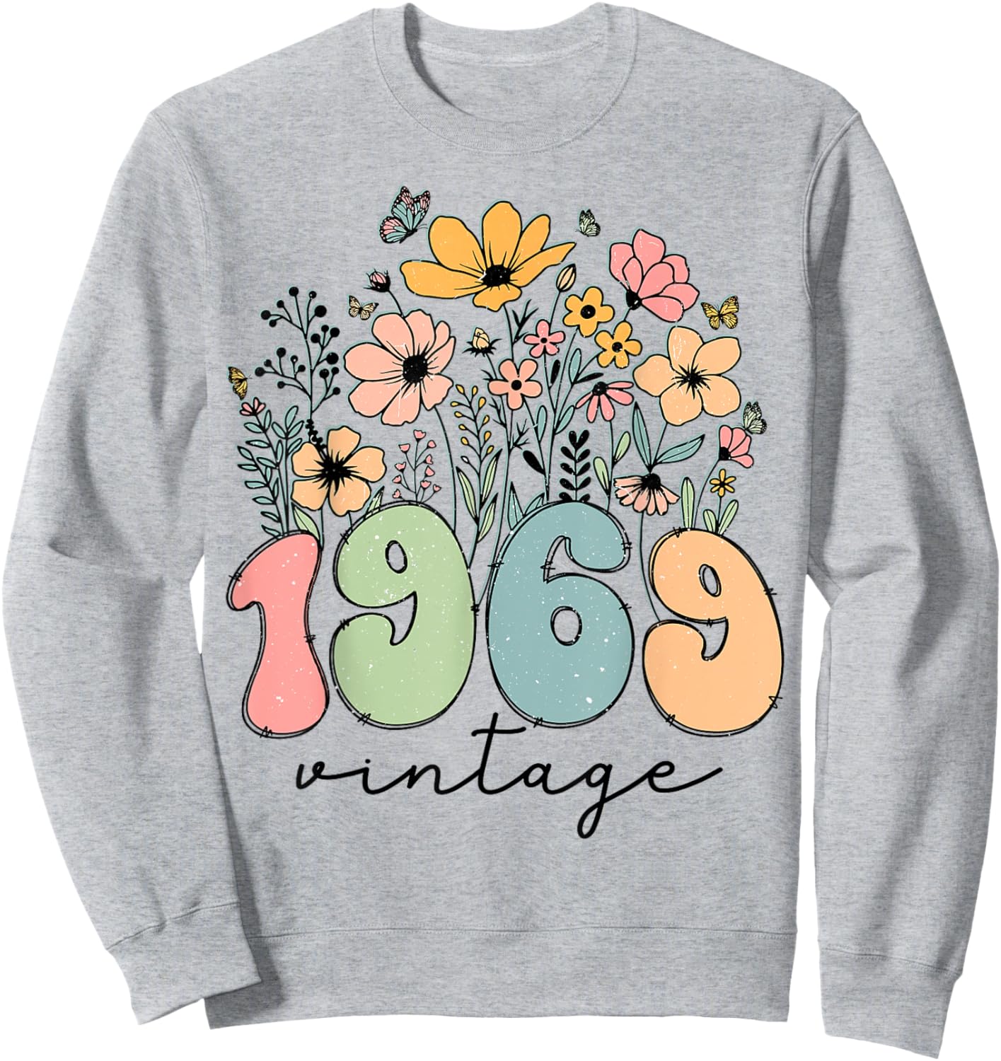 55 Years Old Vintage 1969 Flowers 55th Birthday Floral Women Sweatshirt - Sweatshirt | Ash