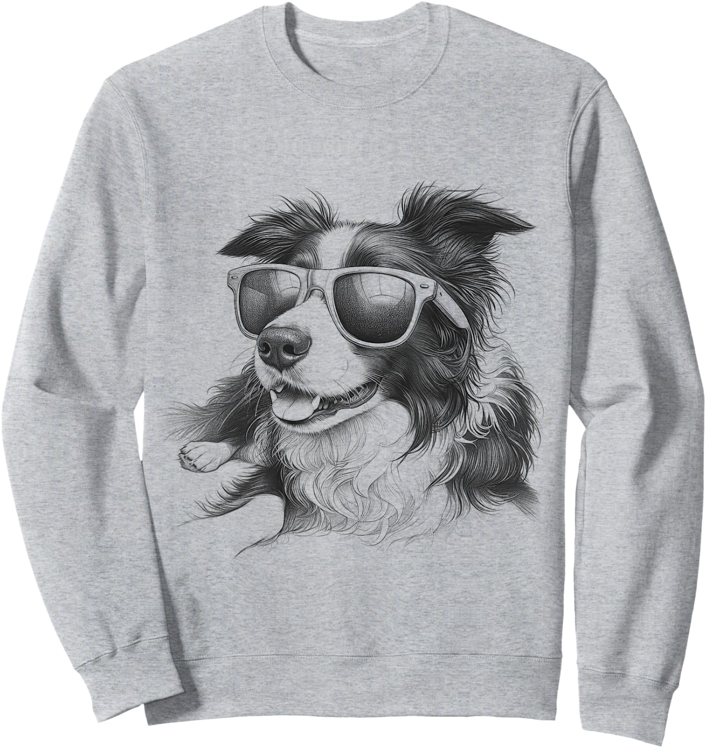 Border Collie With Sunglasses Design And Kids Sweatshirt - Sweatshirt | Ash