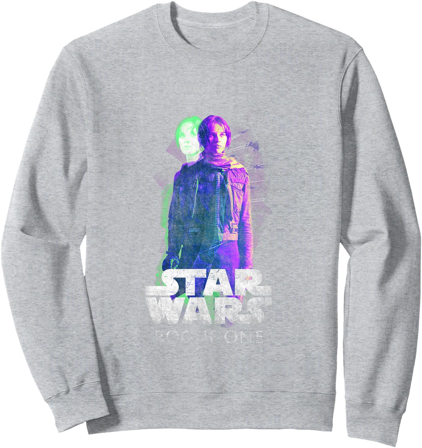 Star Wars Rogue One Epic Jyn Erso Retro Silhouette Portrait Sweatshirt - Sweatshirt | Ash