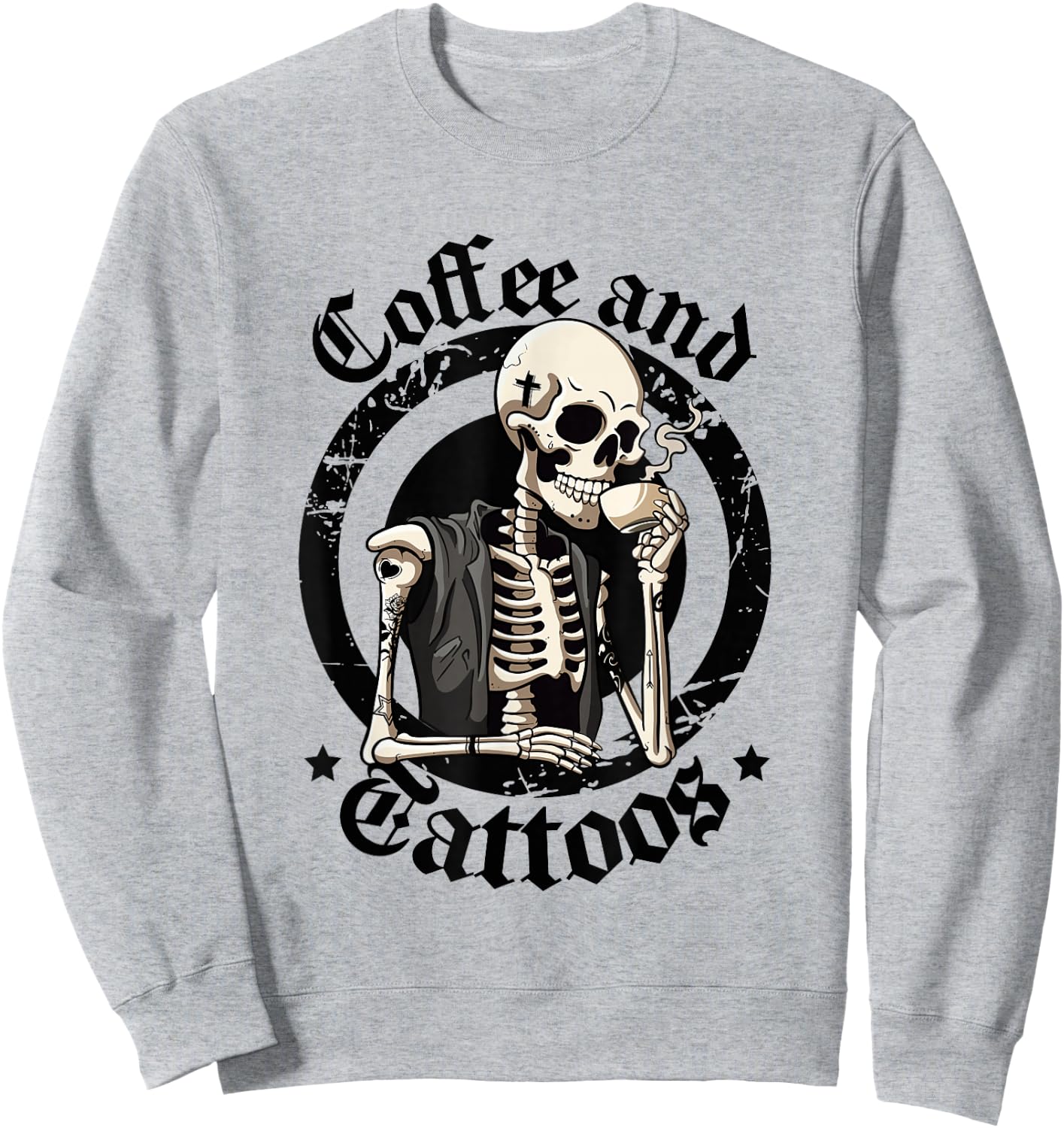 Coffee And Tattoos Lover Inked Caffeine Funny Tattoo Artists Sweatshirt - Sweatshirt | Ash