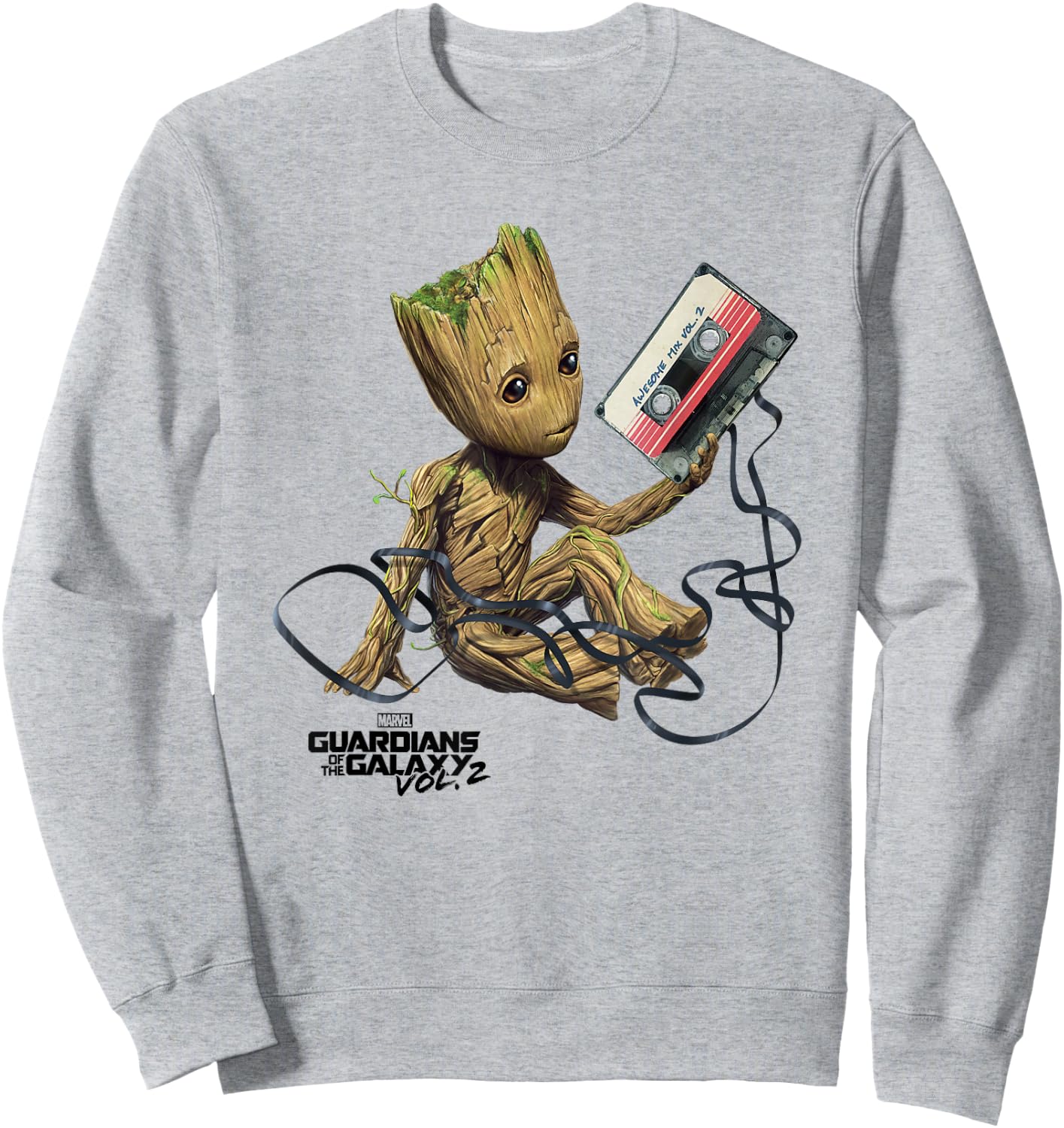 Guardians Of The Galaxy Vol2 Groot Tape , White Sweatshirt - Sweatshirt | Ash