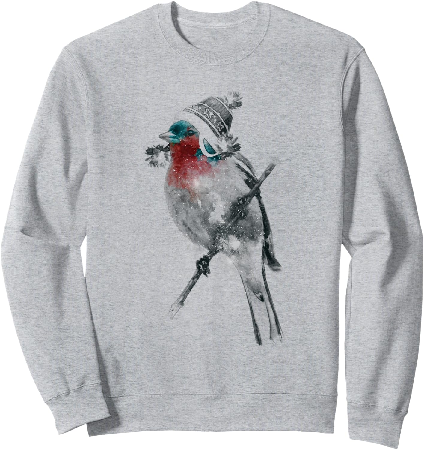 Cute Lovely Sparrow Bird Wearing Beanie Winter Hat Sweatshirt - Sweatshirt | Ash