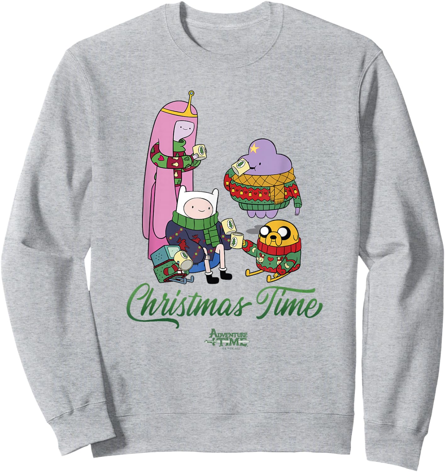 Adventure Time Christmas Friends & Cocoa Sweatshirt - Sweatshirt | Ash