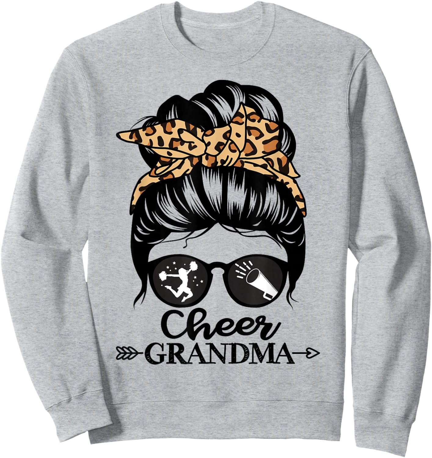 Cheer Grandma Messy Bun Hair Funny Cheerleader Grandma Sweatshirt - Sweatshirt | Ash