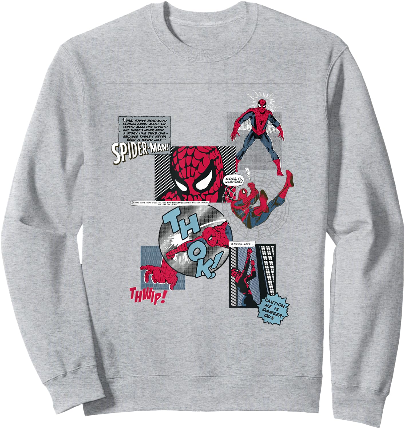 Marvel Comics Spider-Man Classic Comic Book Collage Sweatshirt - Sweatshirt | Ash